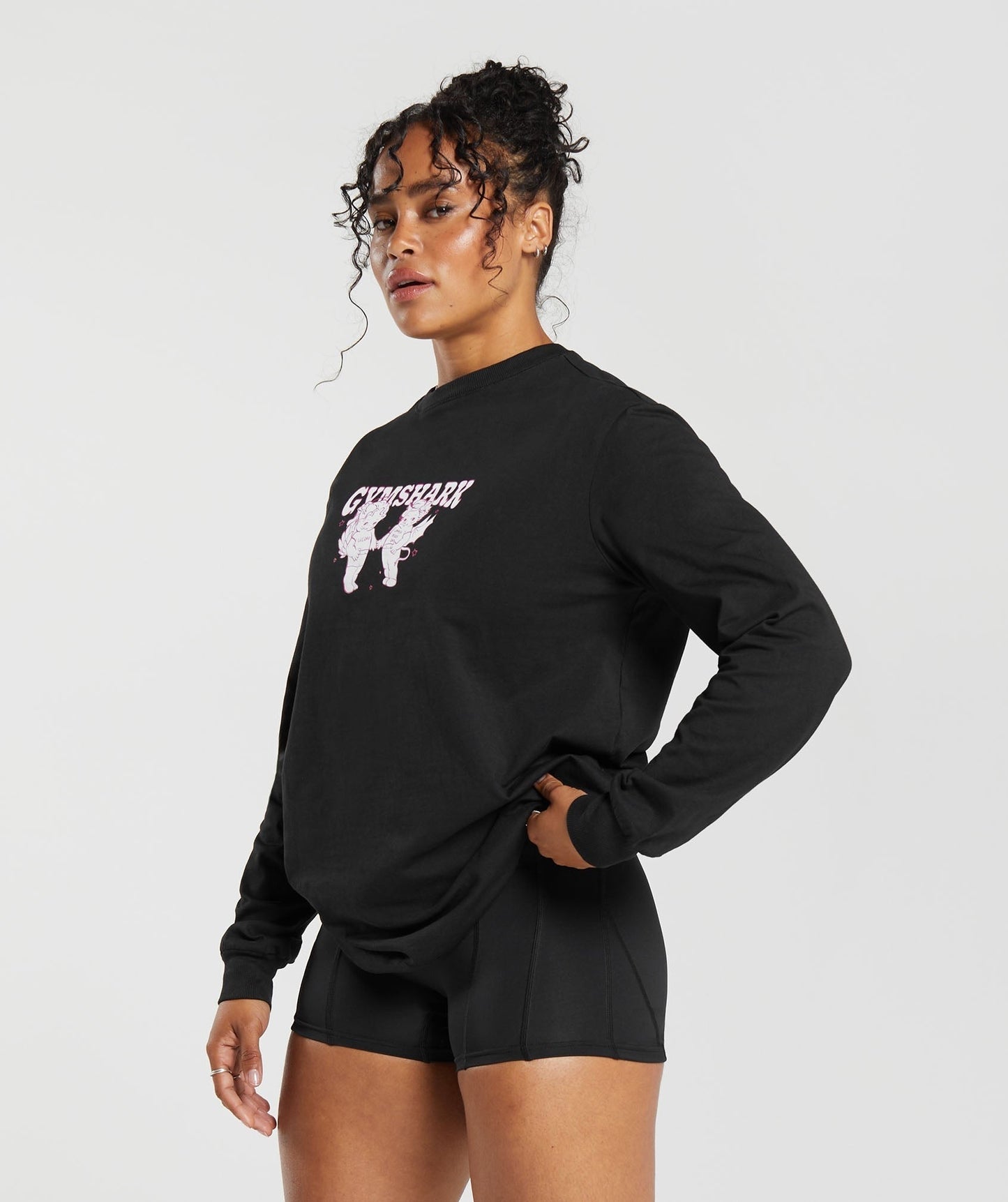 Gymshark Cherub Graphic Long Sleeve Top - Black