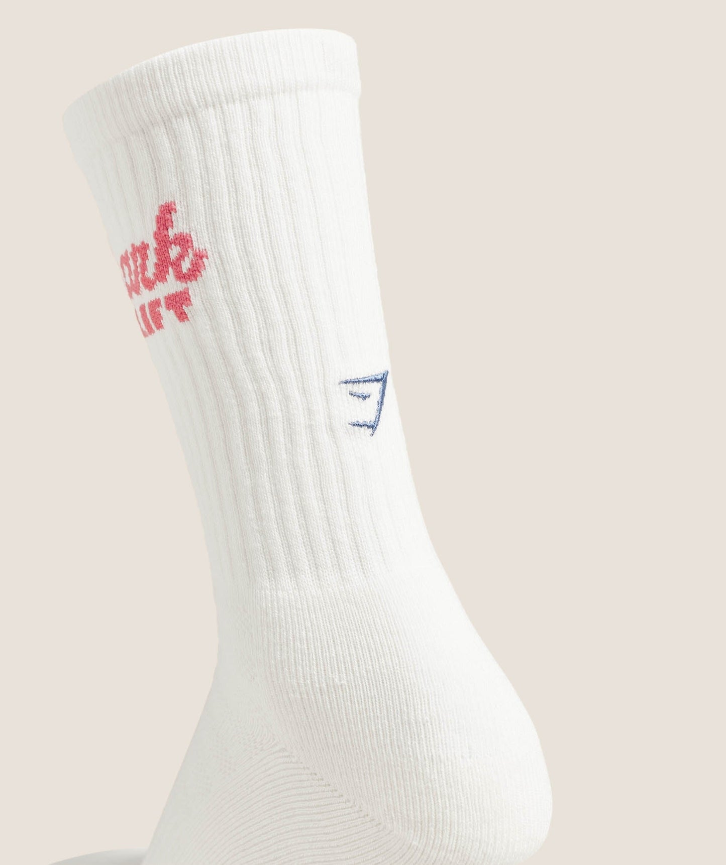 Gymshark Apres Lift Graphic Crew Sock Single - Soft White