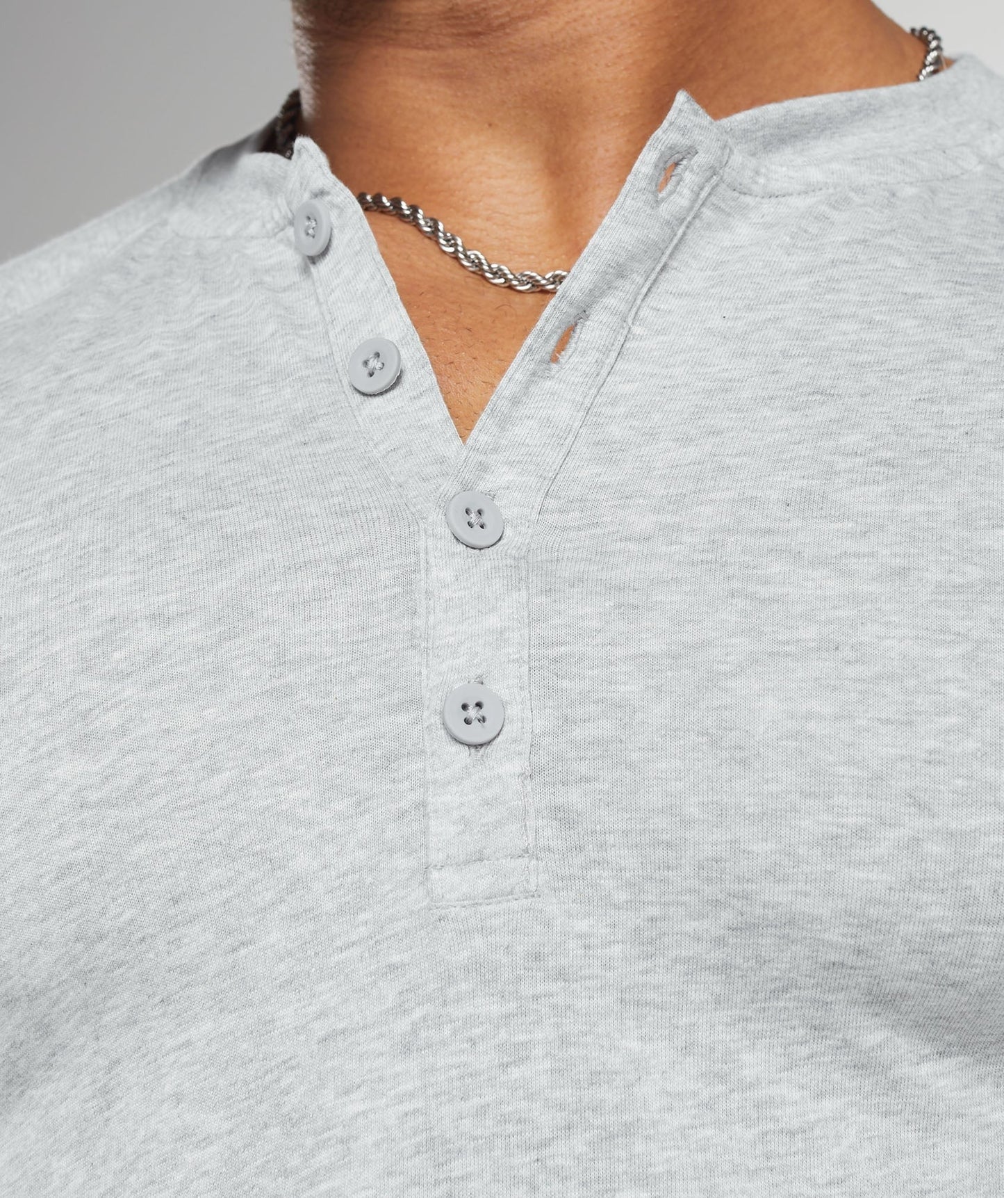 Gymshark Rest Day Essentials Henley - Light Grey Core Marl