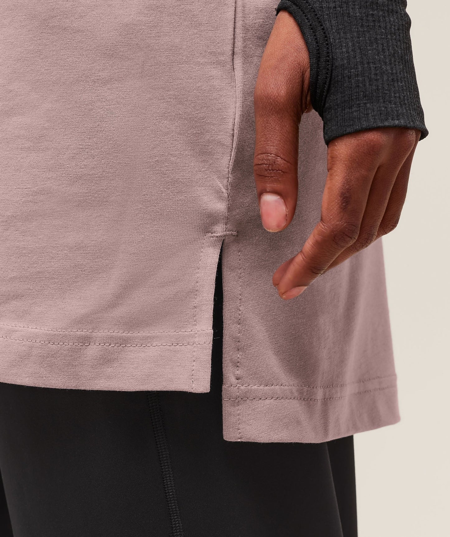 Gymshark Covered Longline Cotton T-Shirt - Washed Mauve
