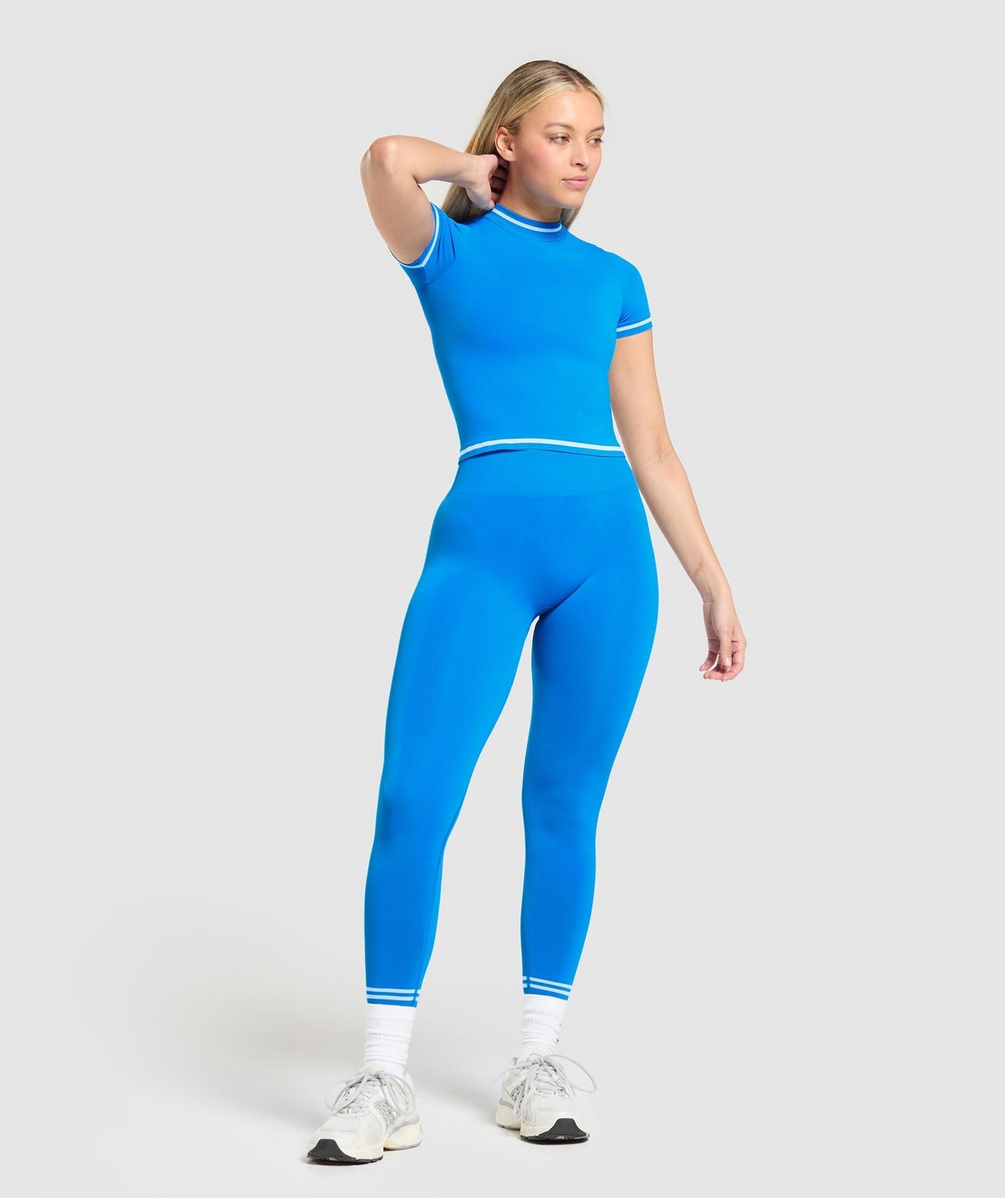 Gymshark Contrast Seamless Midi Tee - Barbell Blue