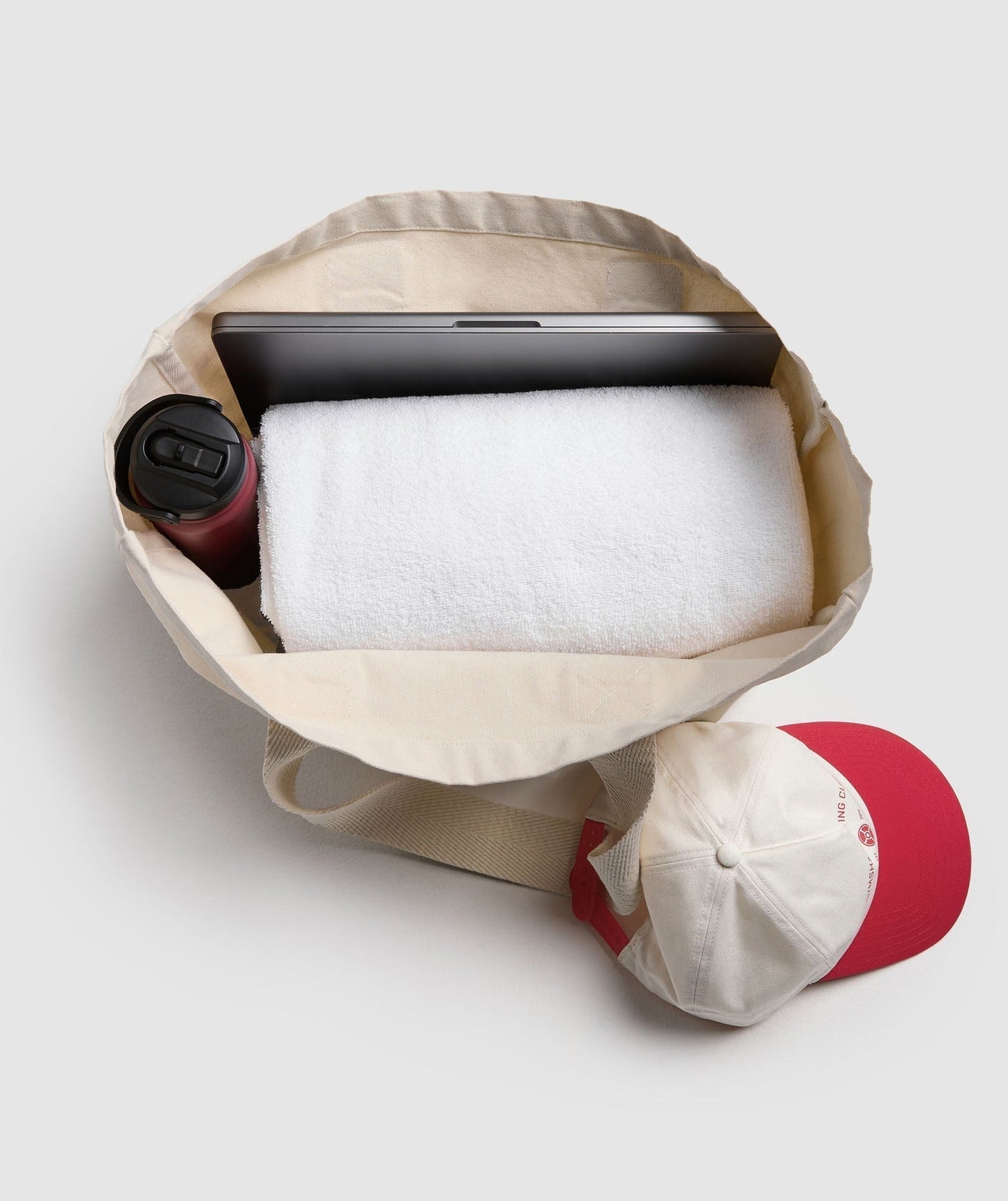 Gymshark Weight Plate Oversized Tote - Oat White/Carmine Red