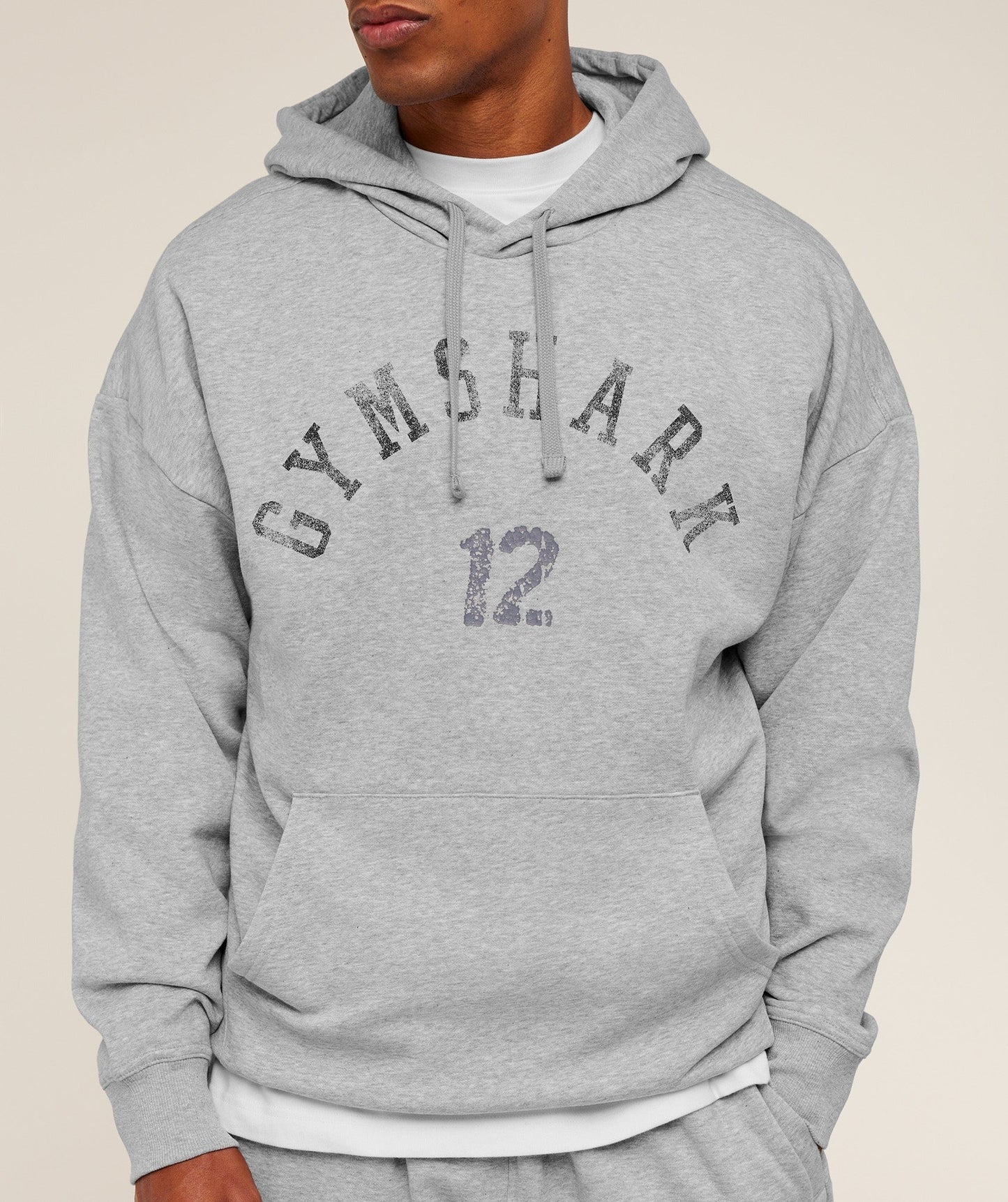 Gymshark 12 Graphic Hoodie - Light Grey Core Marl