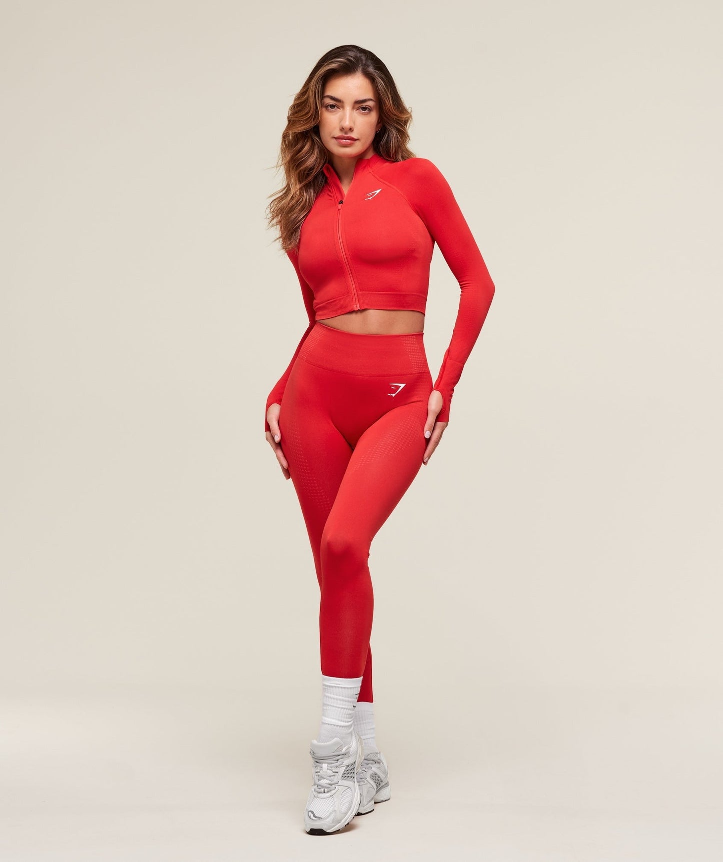 Gymshark Vital Seamless Midi Zip 2.0 Pullover - Velocity Red
