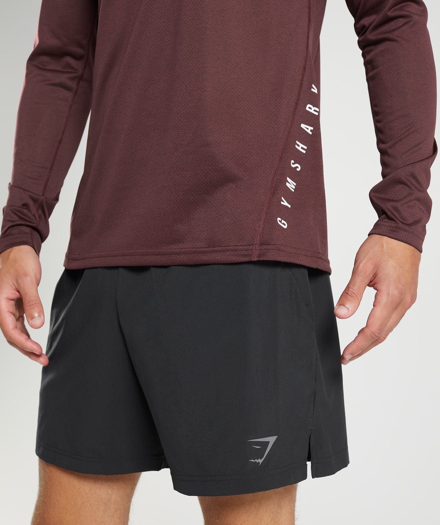 Gymshark Sport Long Sleeve T-Shirt - Baked Maroon/Black Marl