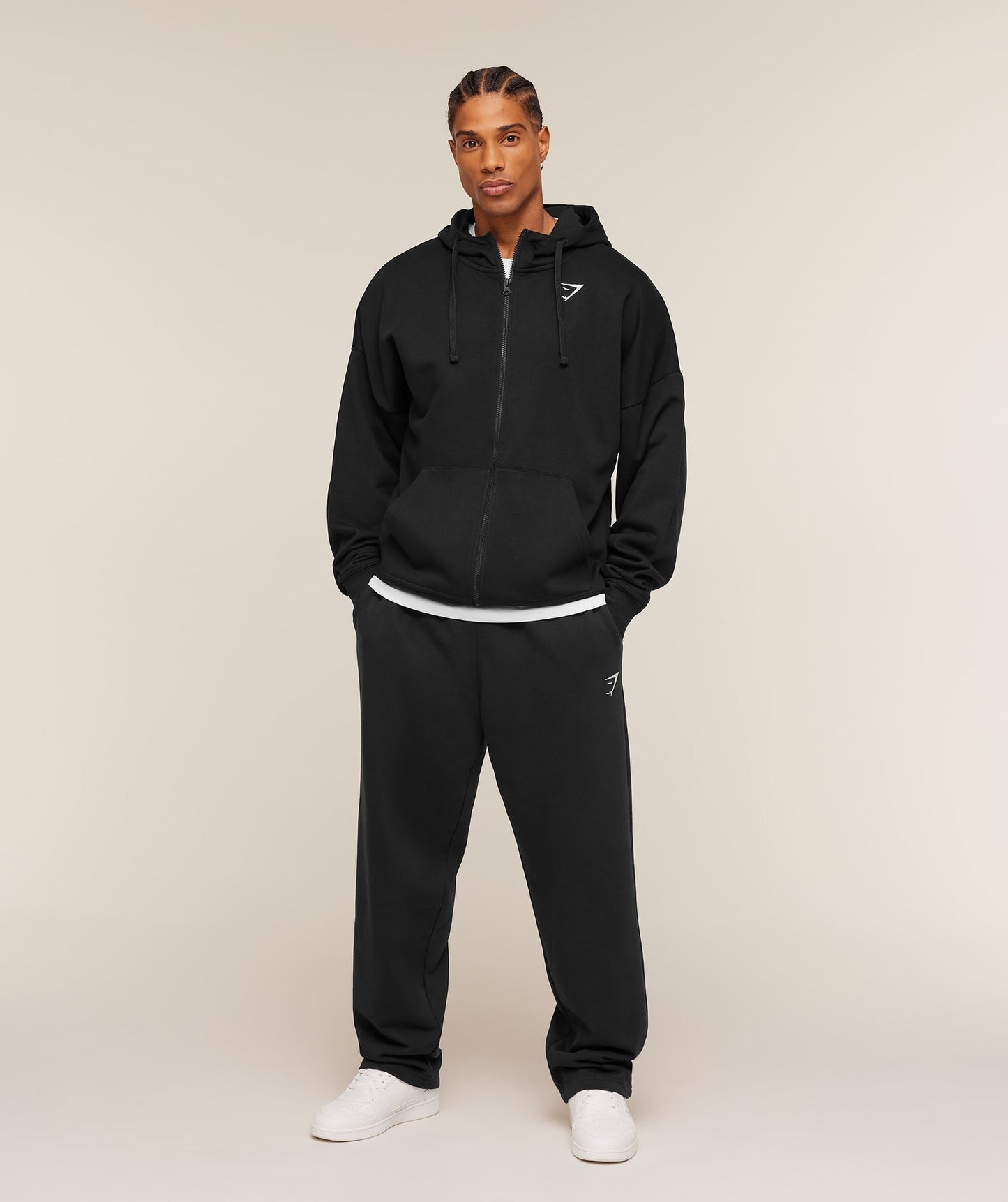Gymshark Crest Oversized Zip Up Hoodie - Black