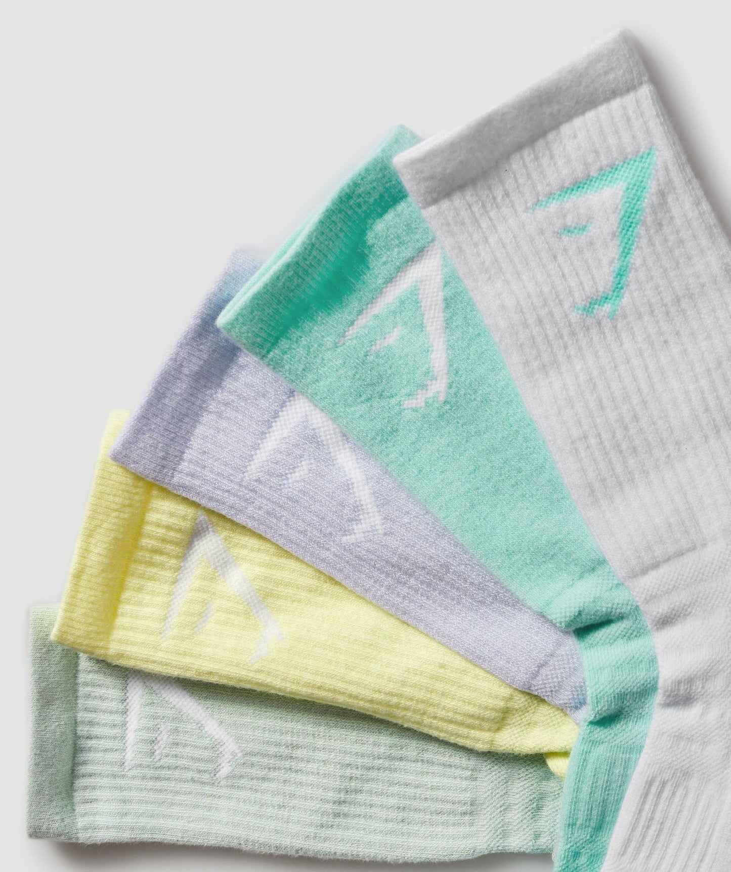 Gymshark Crew Socks 5pk - Pop Turquoise/Fresh Lilac/Morning Blue/Refresh Yellow/White