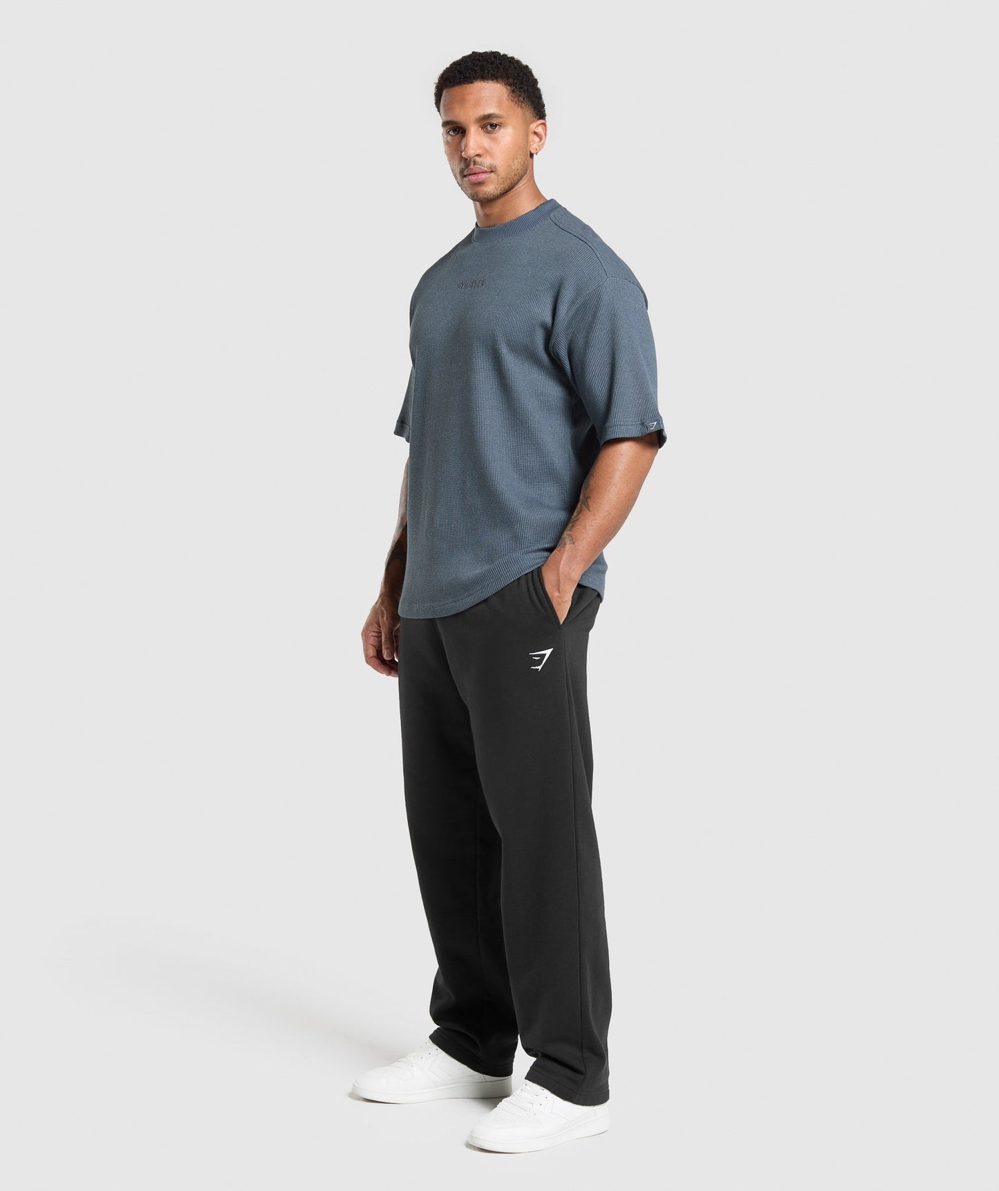 Gymshark Waffle Oversized T-Shirt - Titanium Blue