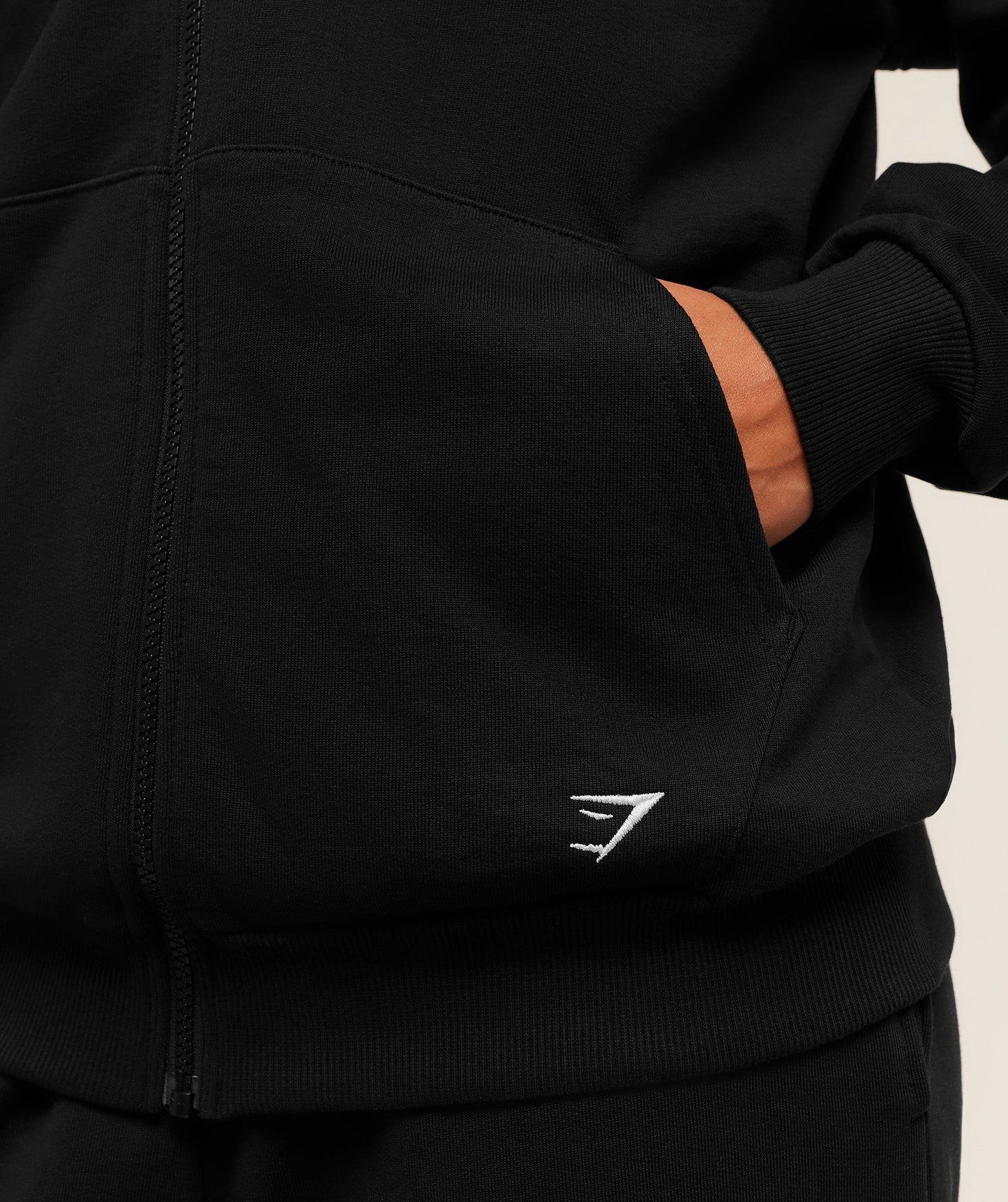 Gymshark Embroidered Zip Up Hoodie - Black
