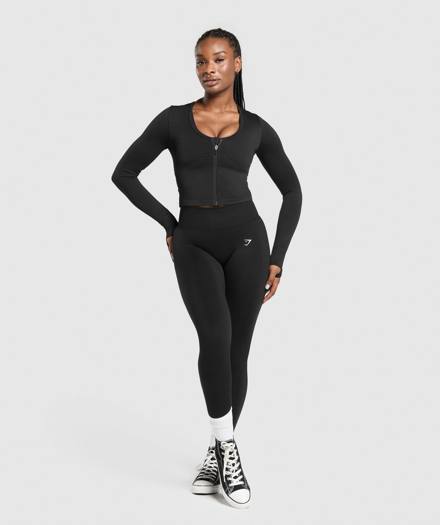 Gymshark Lift Seamless Zip Up Jacket - Black/Black Marl