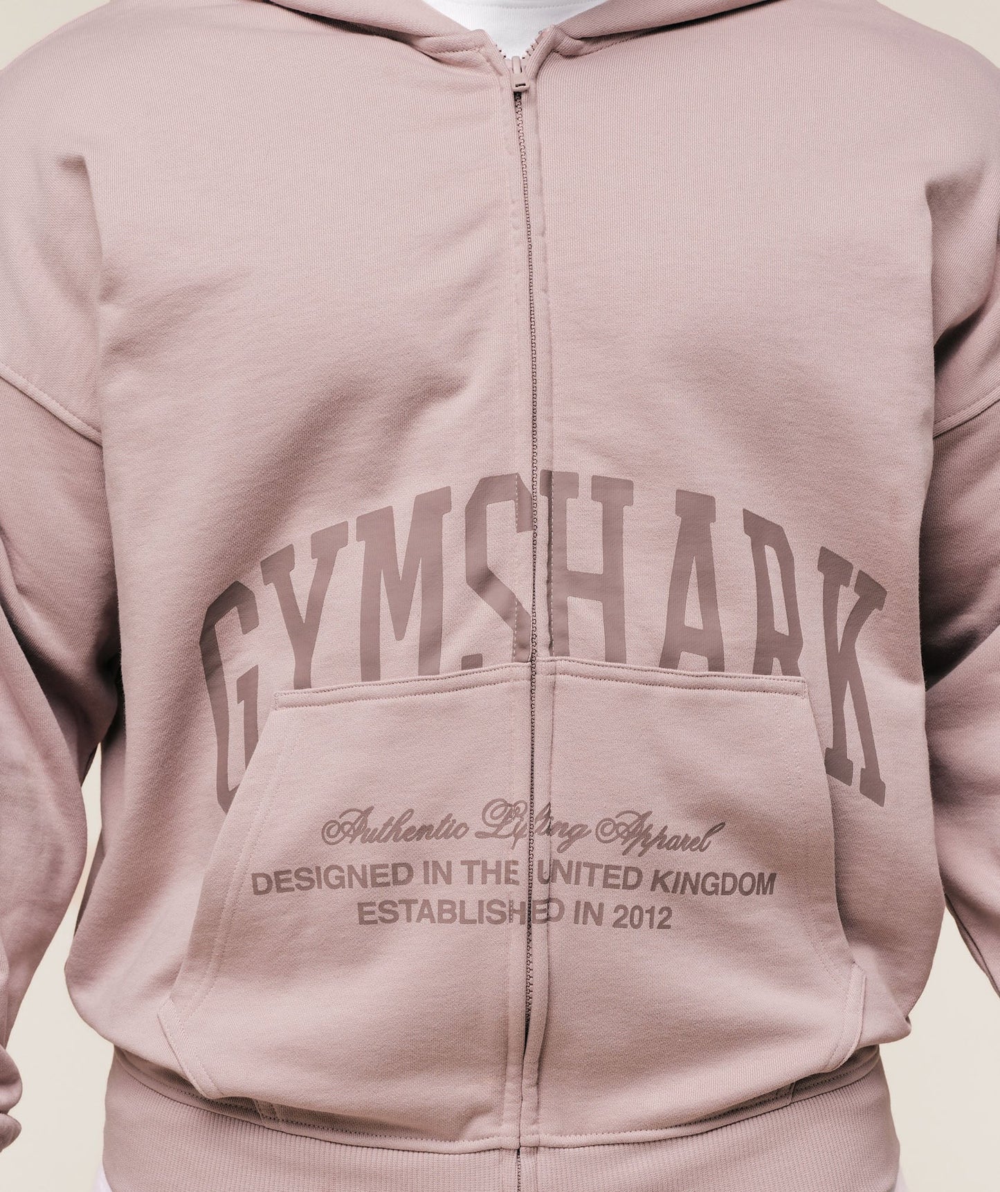 Gymshark Collegiate Script Zip Up Hoodie - Muted Pink