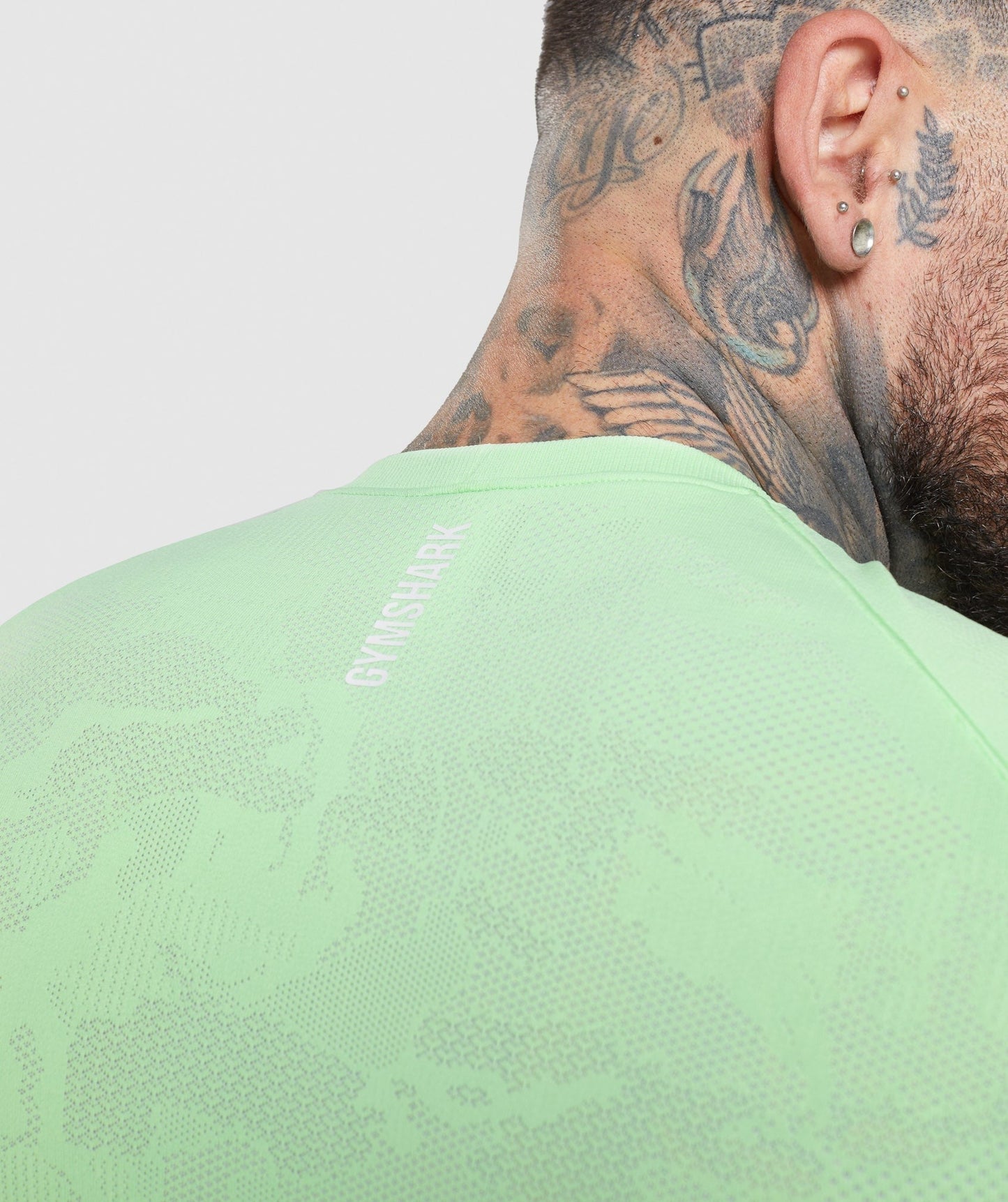 Gymshark Geo Seamless Long Sleeve T-Shirt - Bali Green/White