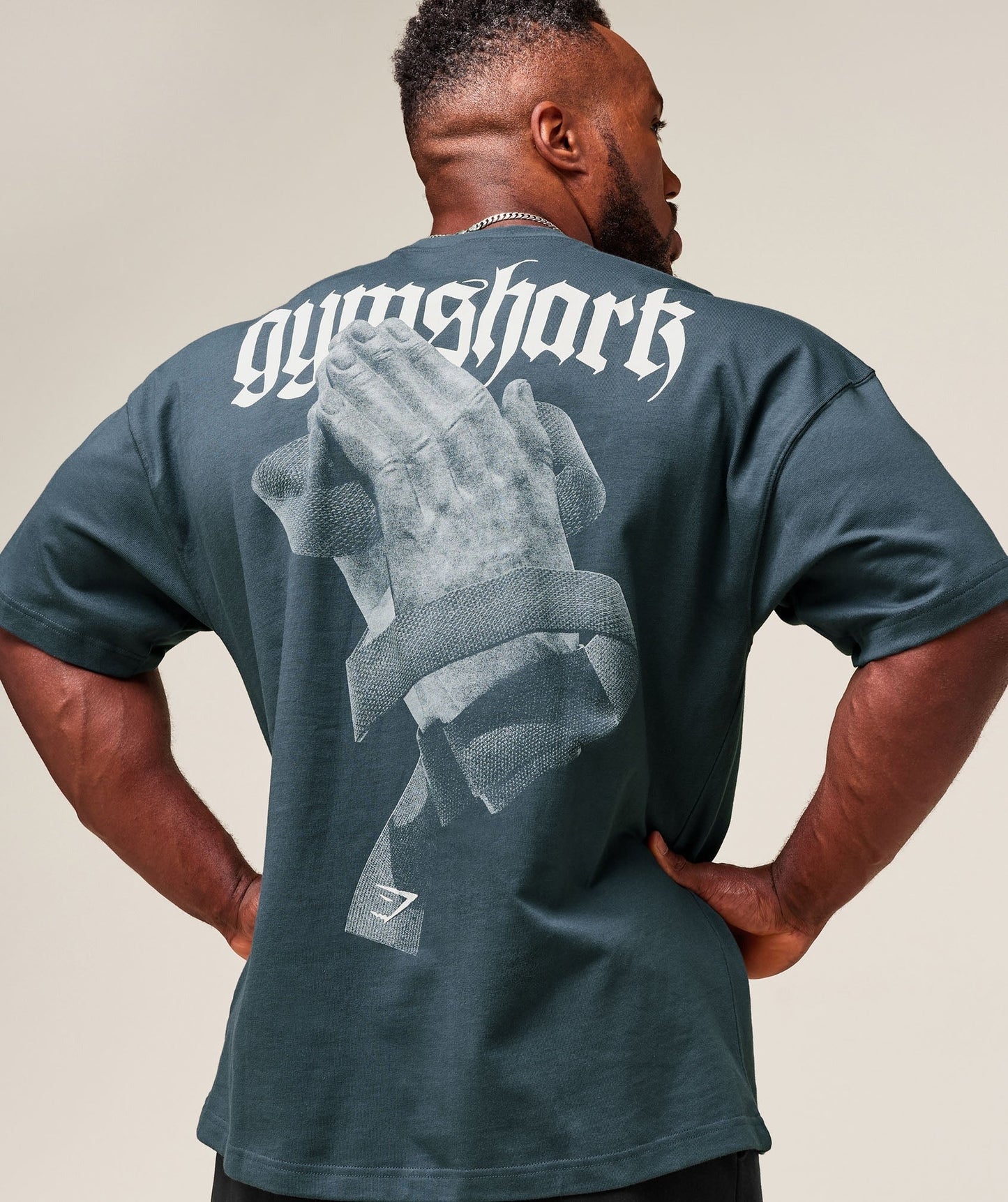 Gymshark Prayer Hands T-Shirt - Titanium Blue