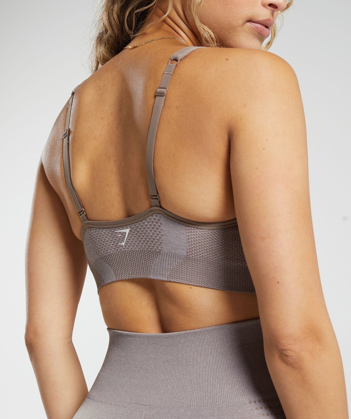 Gymshark Vital V Neck Sports Bra - Warm Taupe Marl