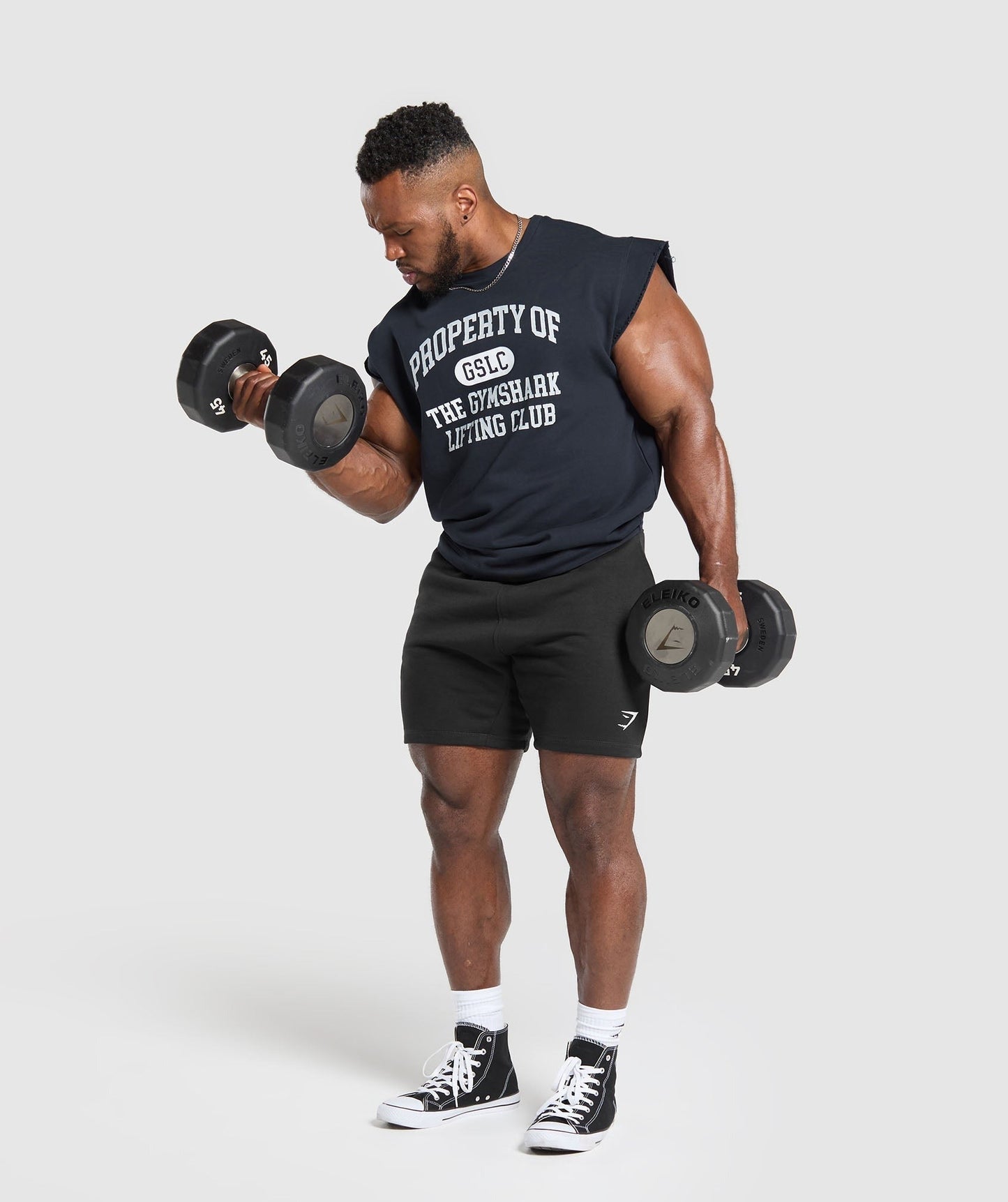 Gymshark Graphic Cut Off T-Shirt - Heavy Blue