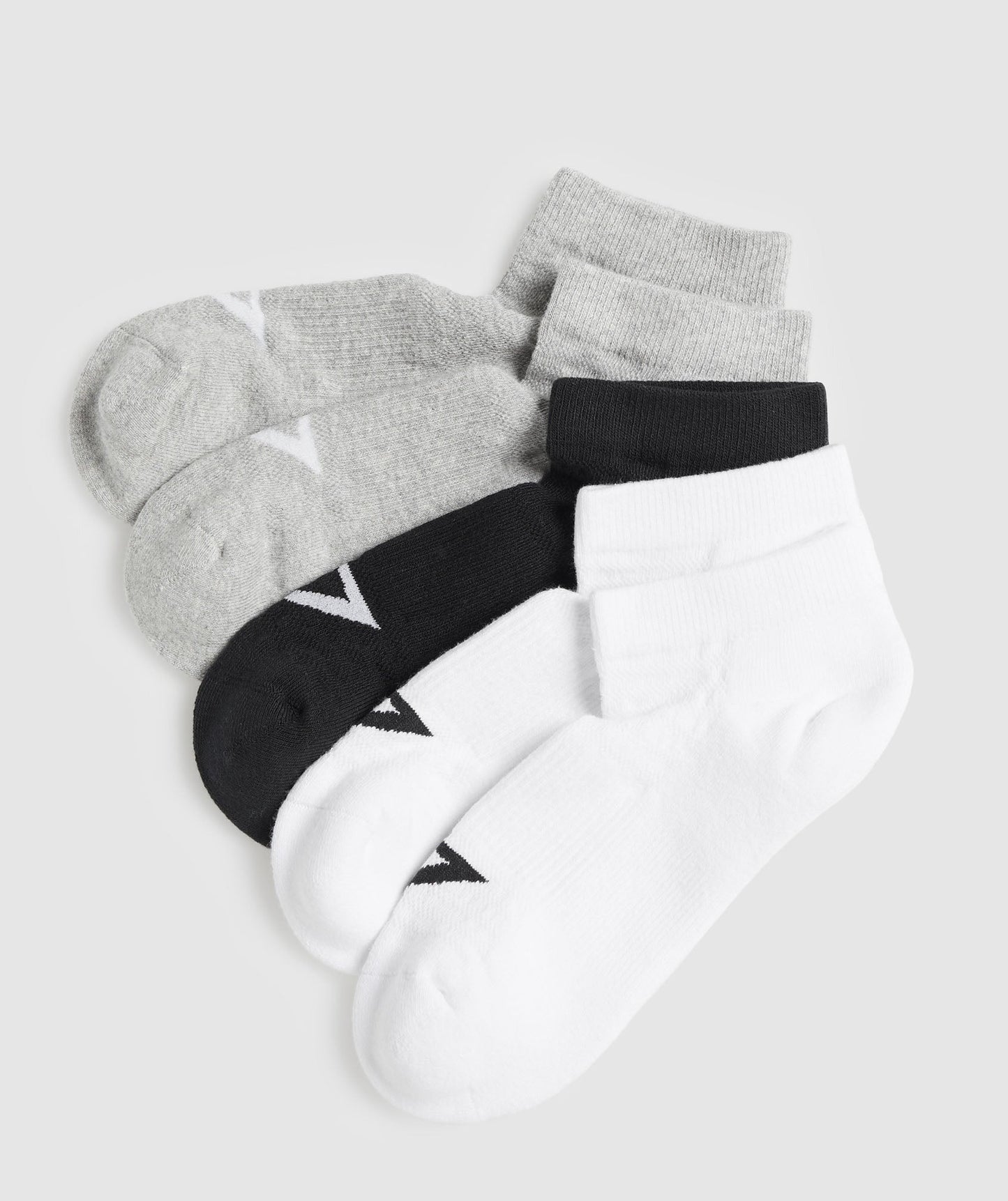 Gymshark Ankle Socks 5pk - White/Light Grey Core Marl/Black