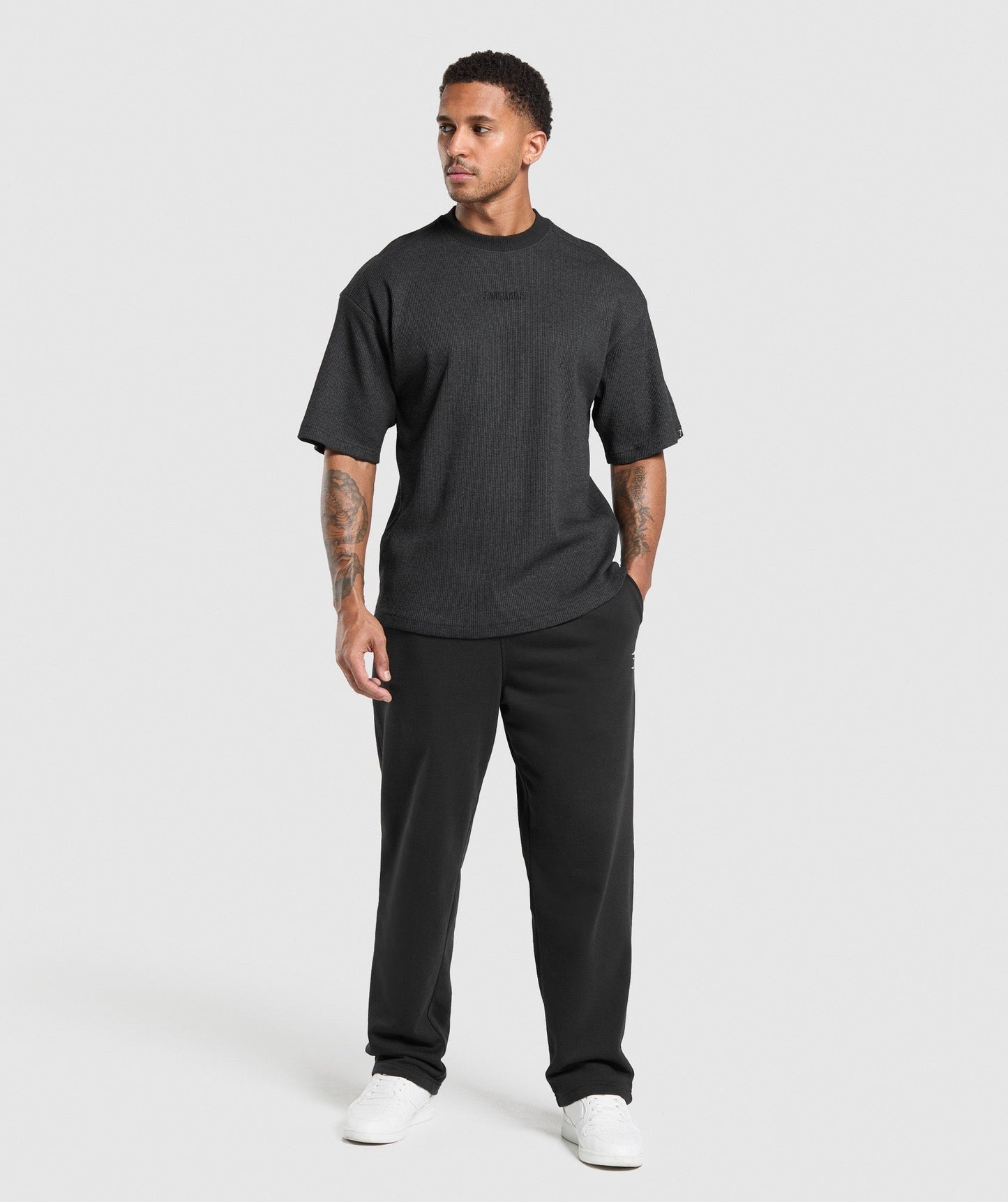 Gymshark Waffle Oversized T-Shirt - Black