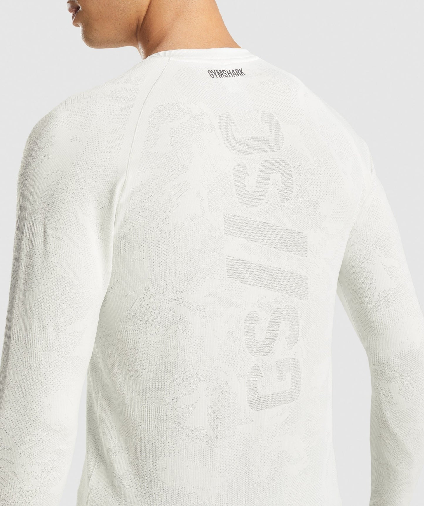 Gymshark //Steve Cook Long Sleeve Seamless T-Shirt - Off White/Light Grey