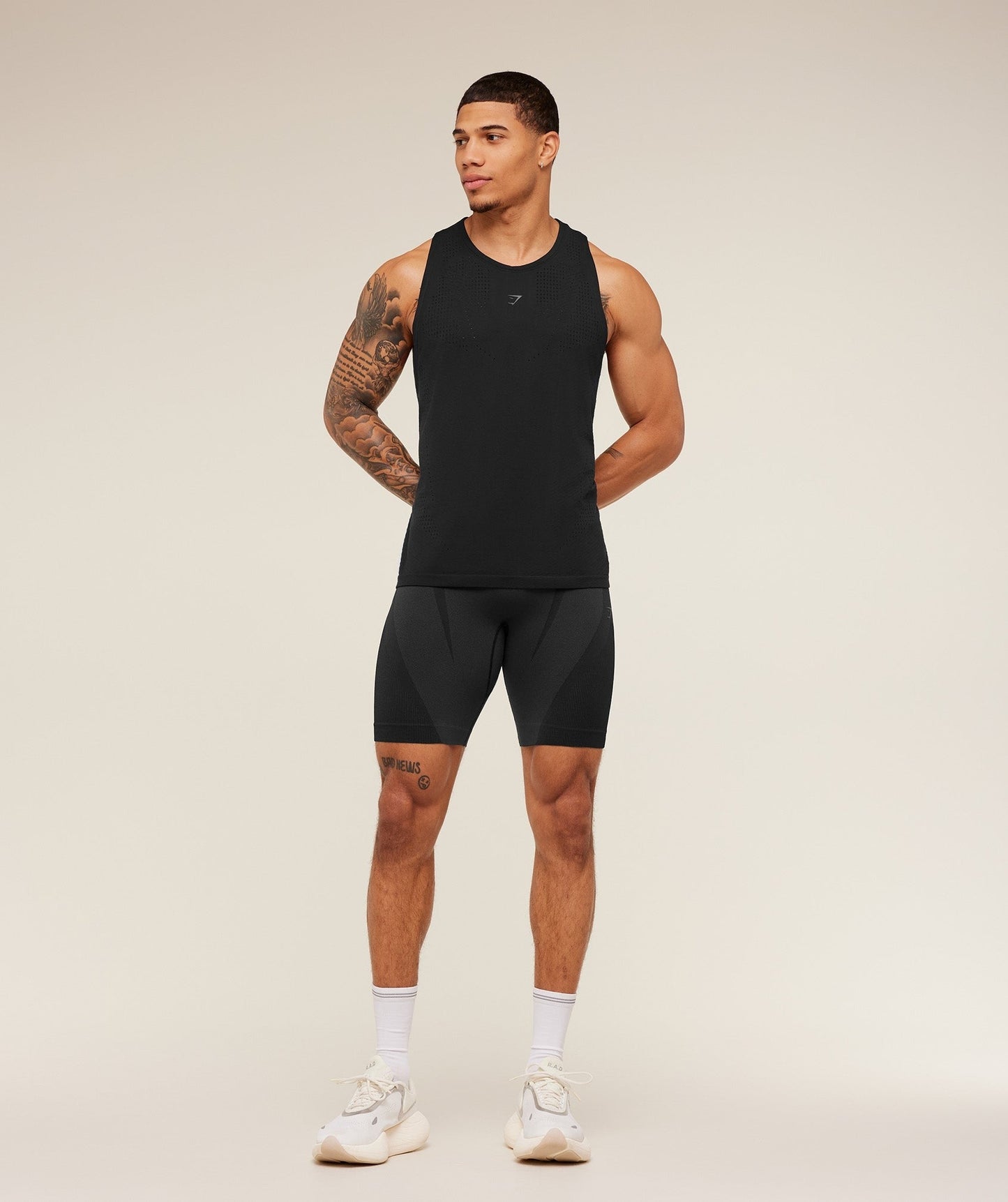 Gymshark Seamless Running Half Tight - Black/Grey