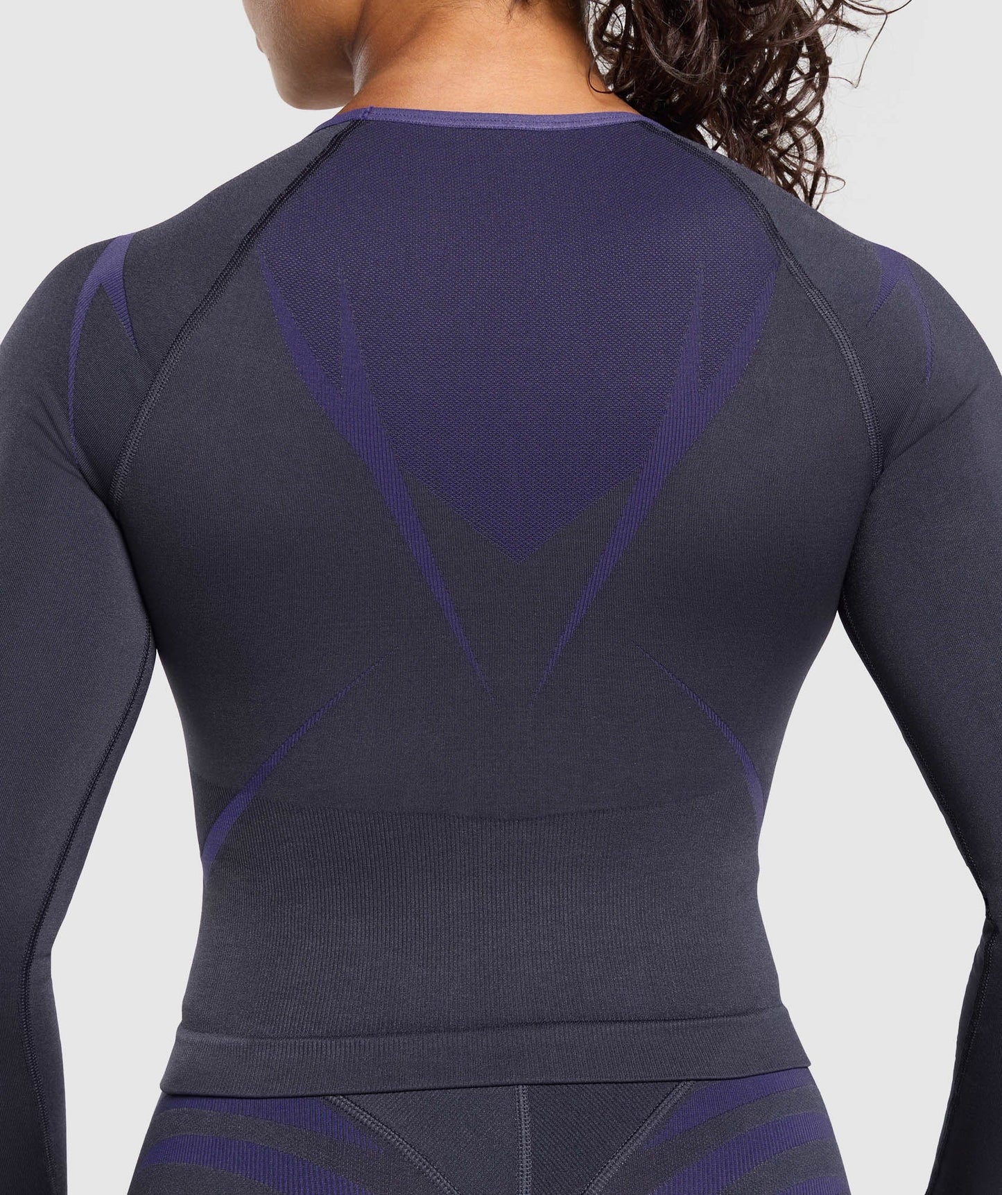 Gymshark Apex Lift Seamless Long Sleeve Crop Top - Heavy Blue/Cobalt Purple