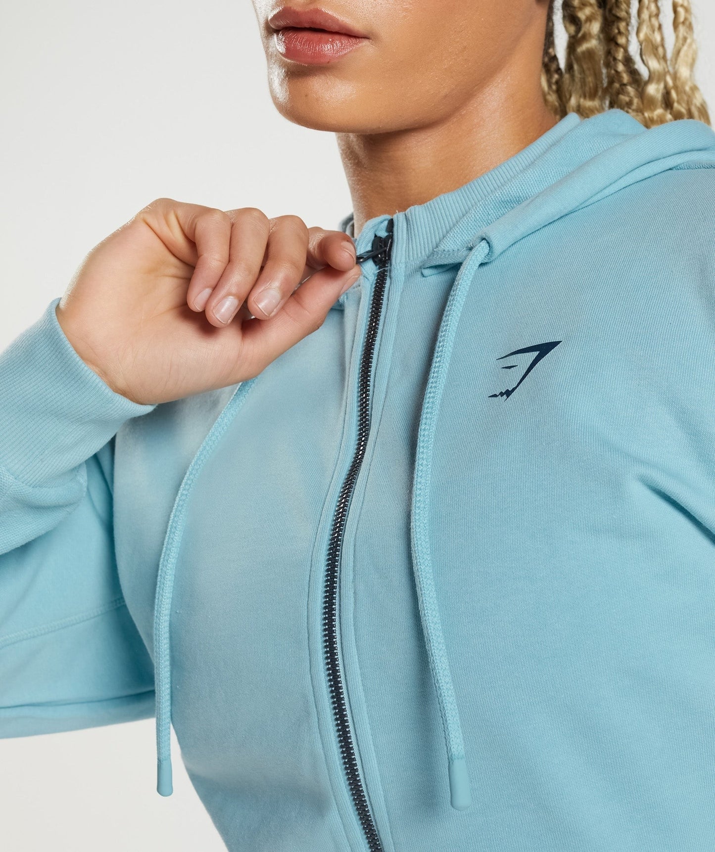 Gymshark GS Power Crop Zip Hoodie - Iceberg Blue