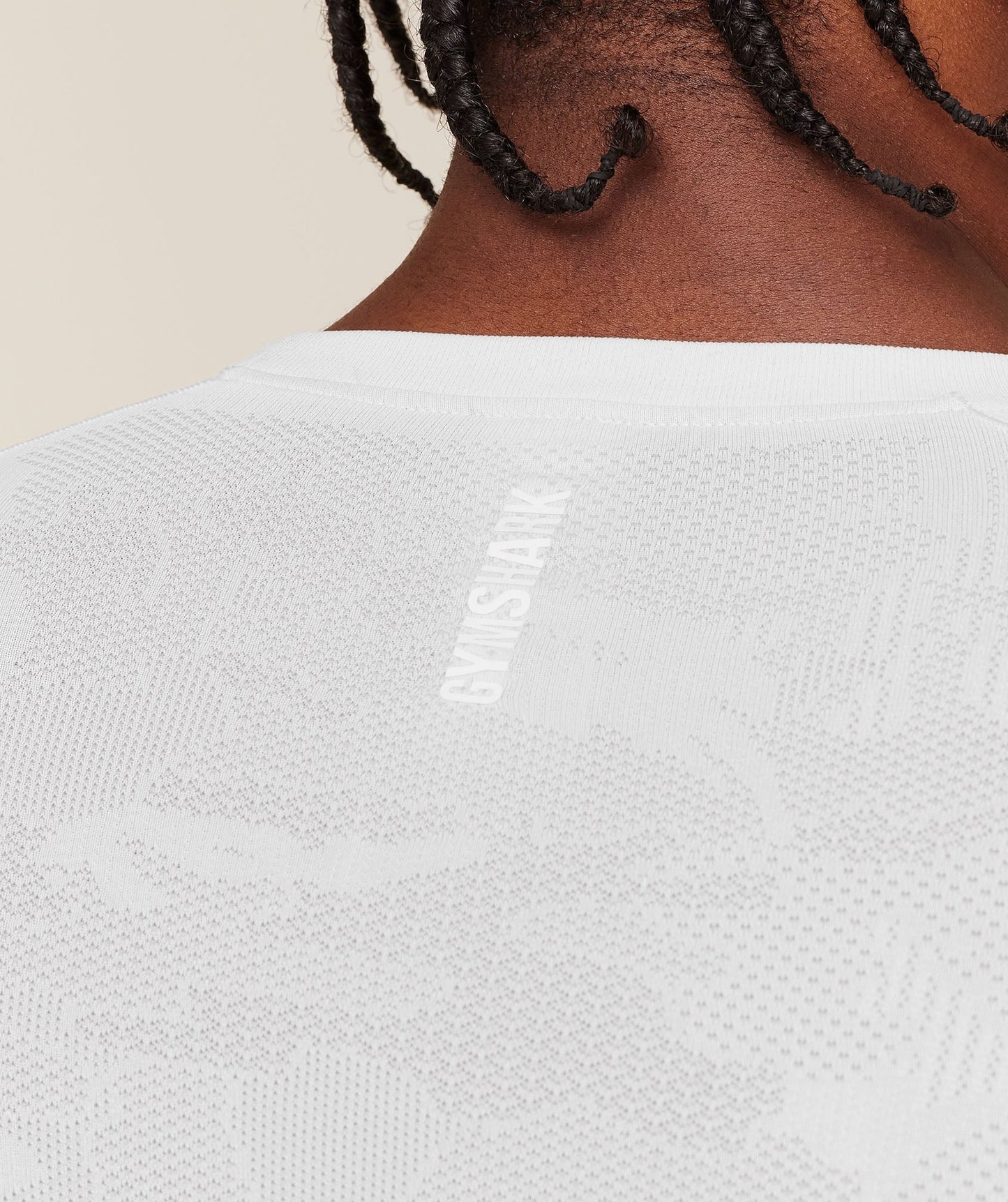 Gymshark Geo Seamless Long Sleeve T-Shirt - White/Light Grey
