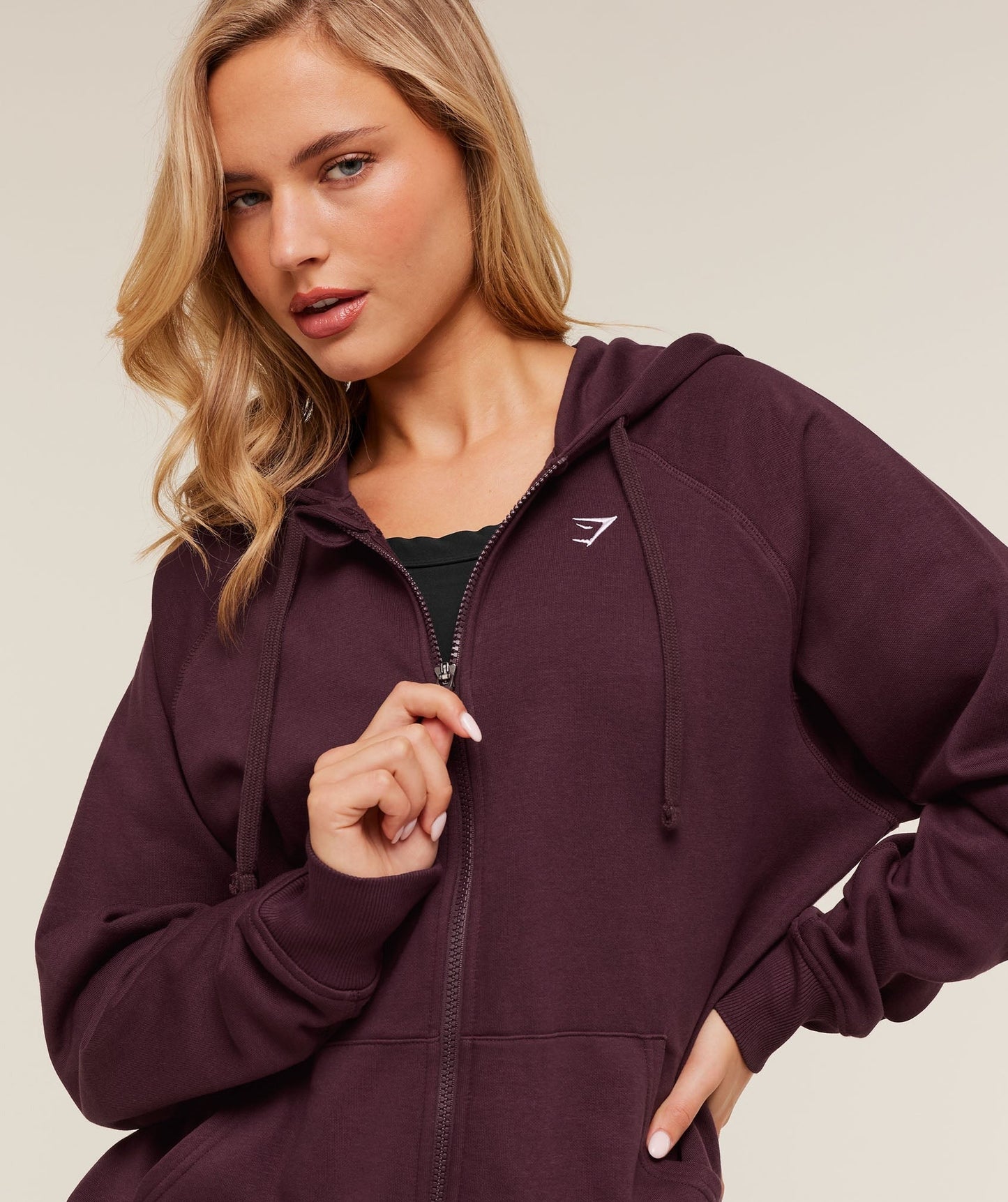 Gymshark Training Fleece Oversized Zip Hoodie - GS Cherry Purple