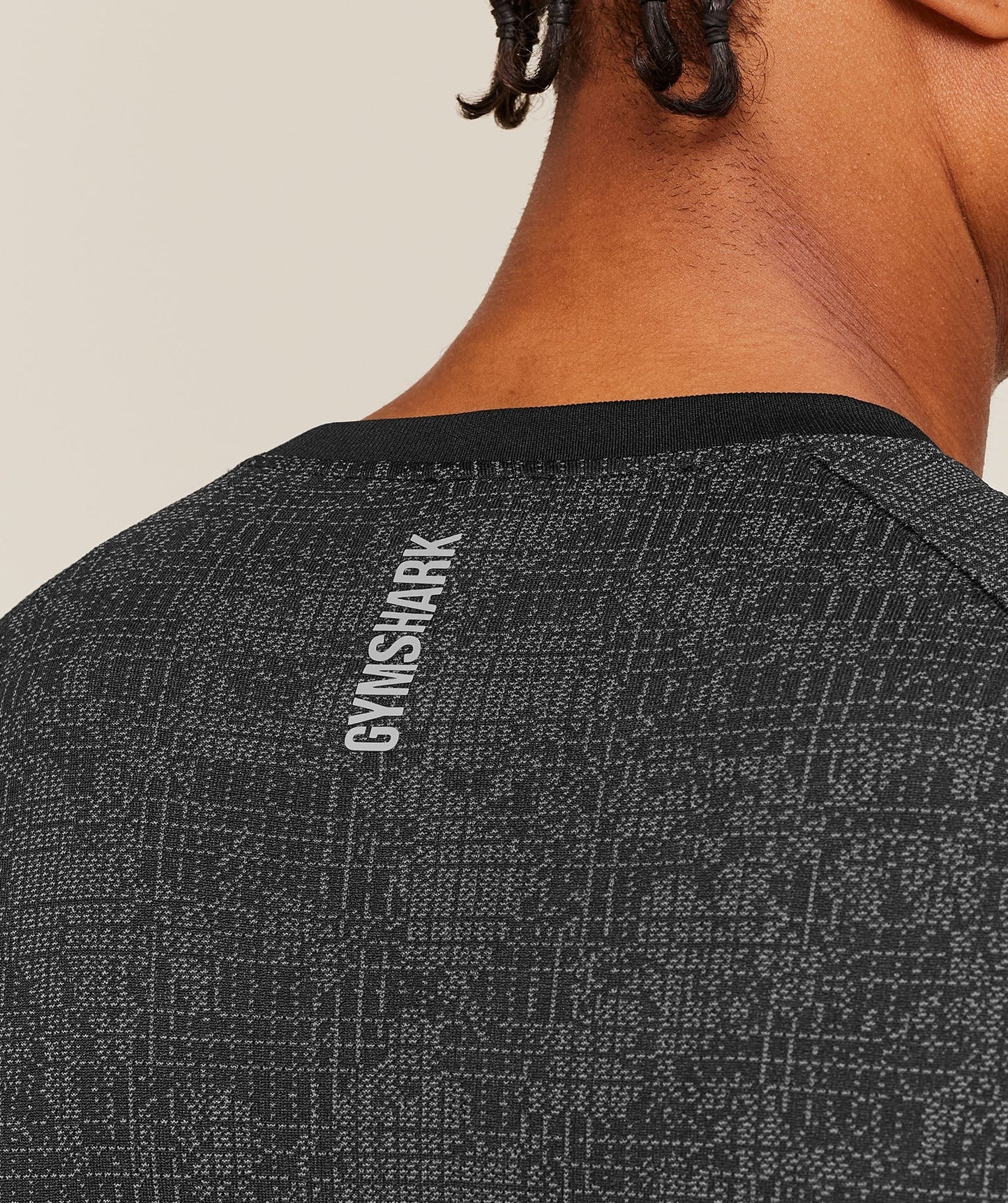 Gymshark Geo Seamless Grid T-Shirt - Black/Smokey Grey