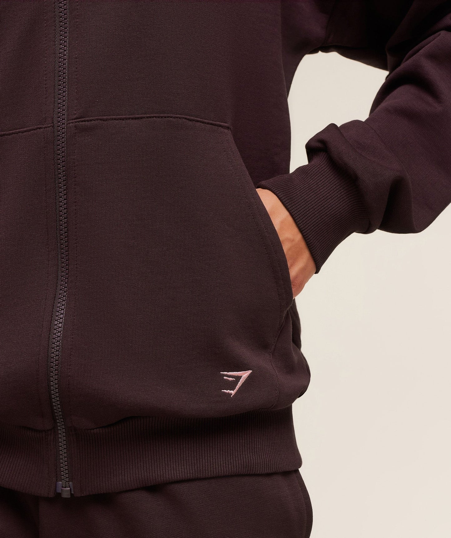 Gymshark Embroidered Zip Up Hoodie - Cherry Purple