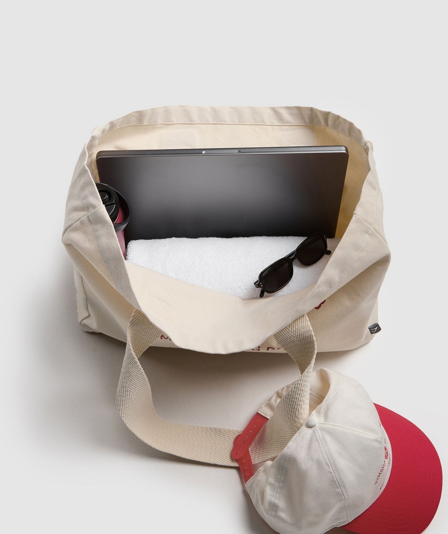 Gymshark Weight Plate Oversized Tote - Oat White/Carmine Red
