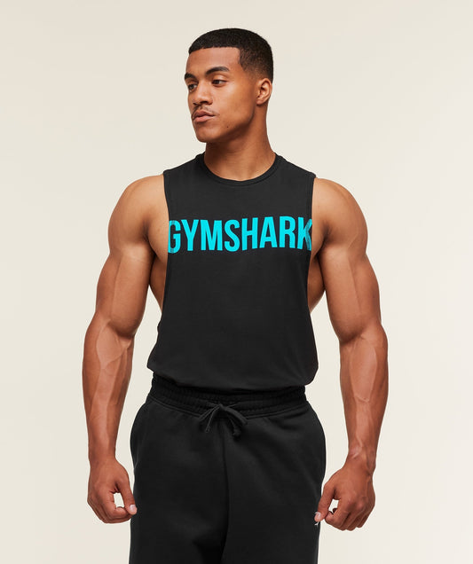 Gymshark Prime Drop Arm Tank - Black/Brand Blue