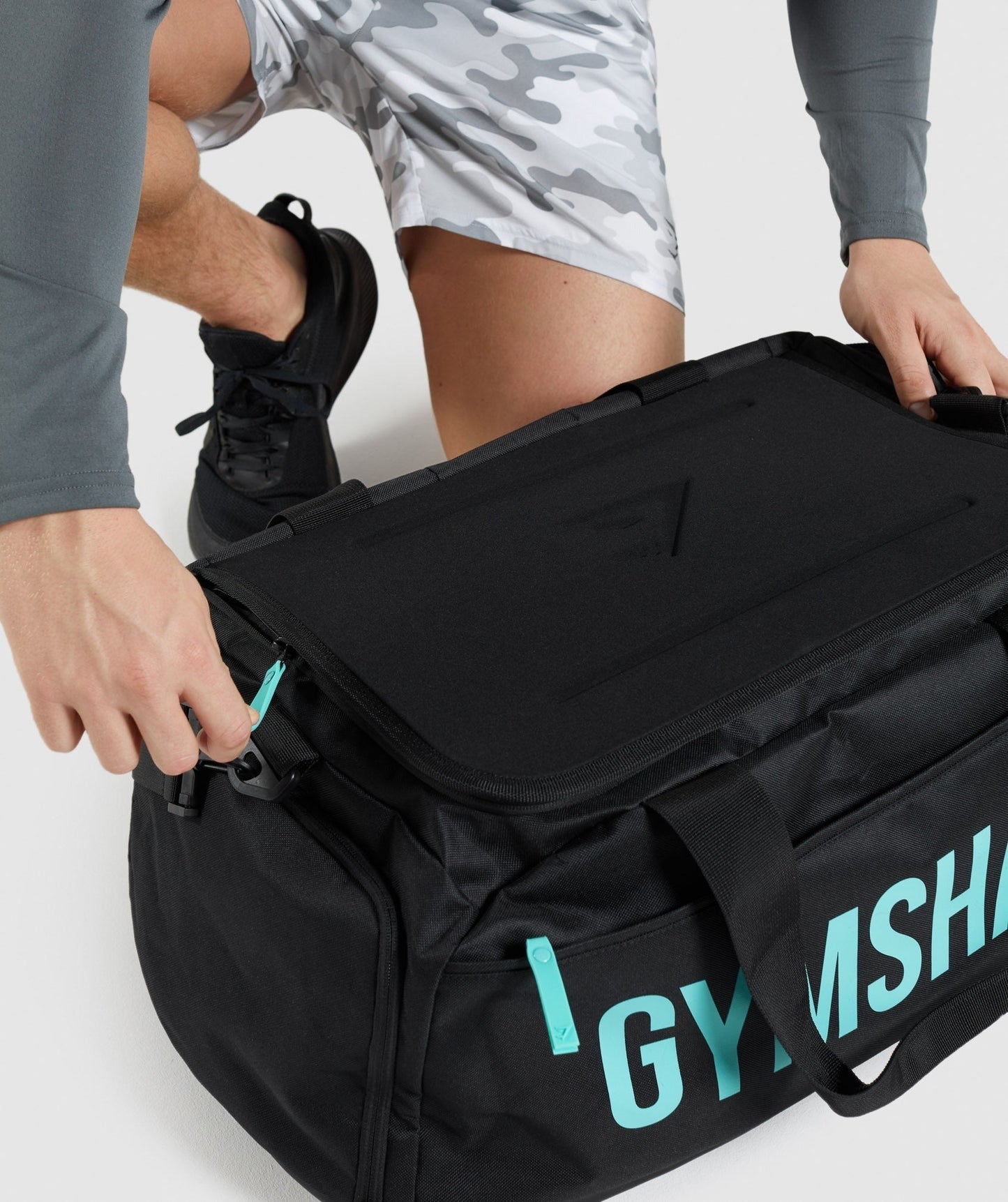 Gymshark Lifting Club Gym Bag - Black/Turquoise