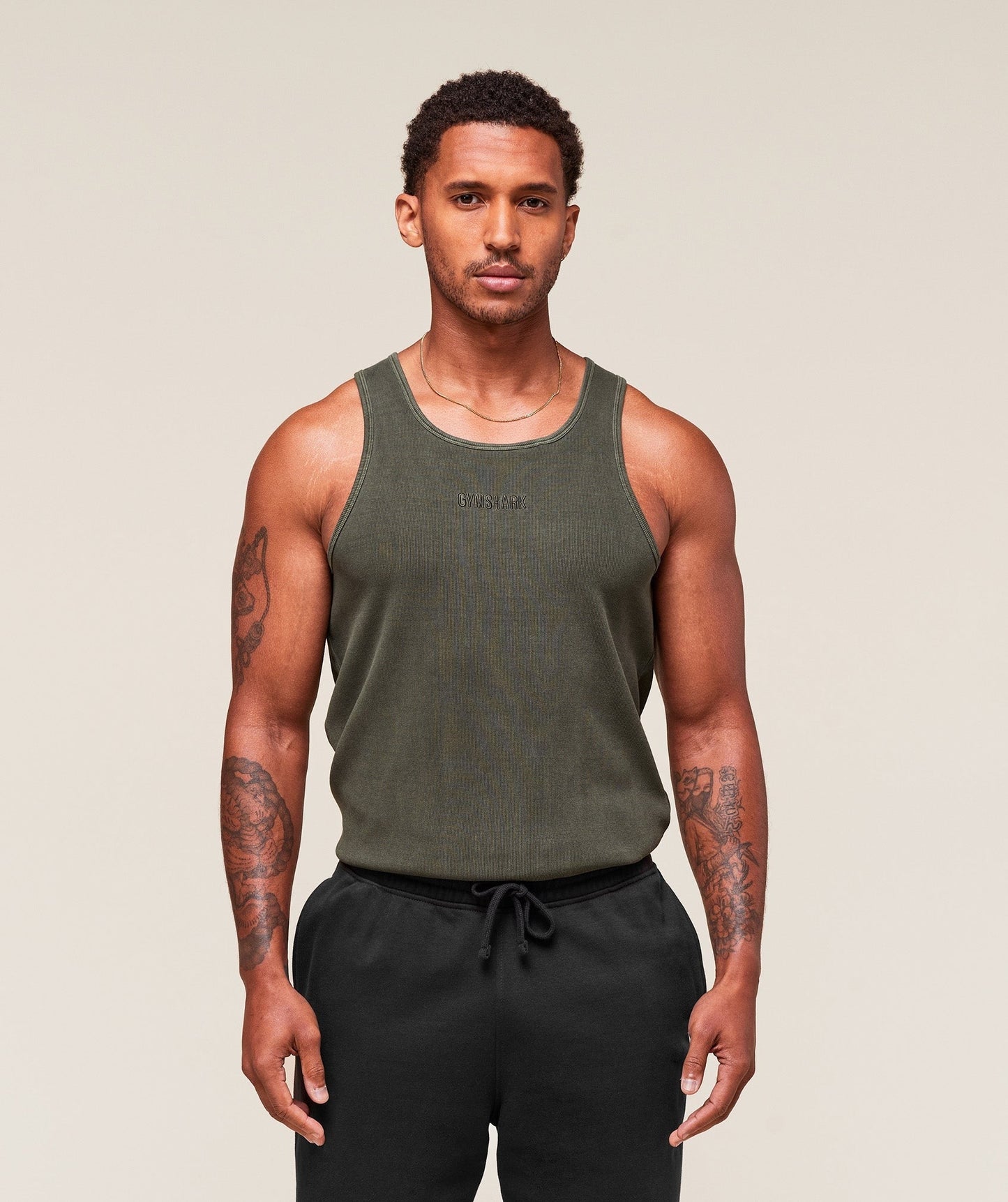 Gymshark Washed Premium Ribbed Tank - Strength Green