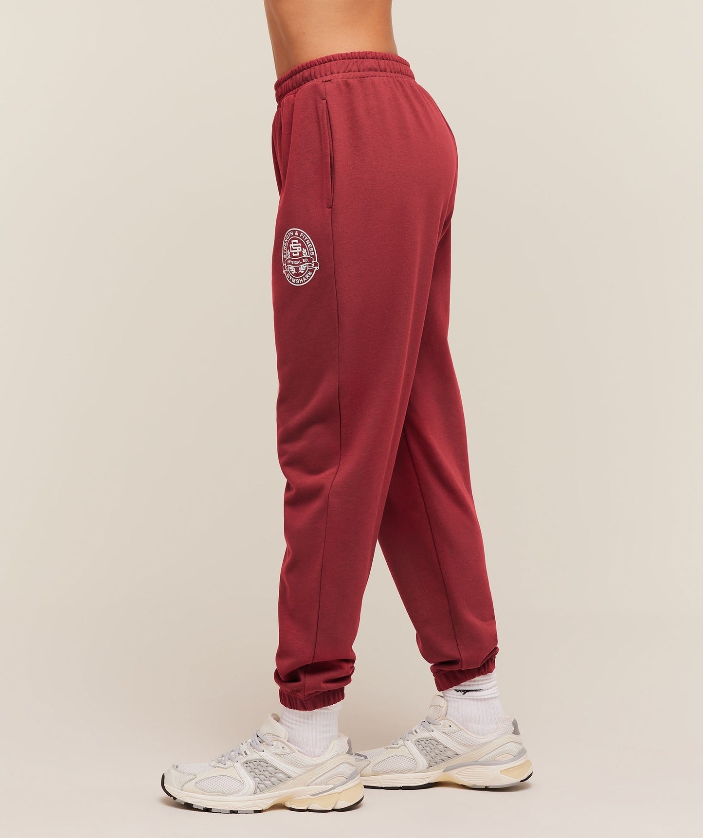 Gymshark Strength and Fitness Crest Graphic Joggers - Athletic Burgundy