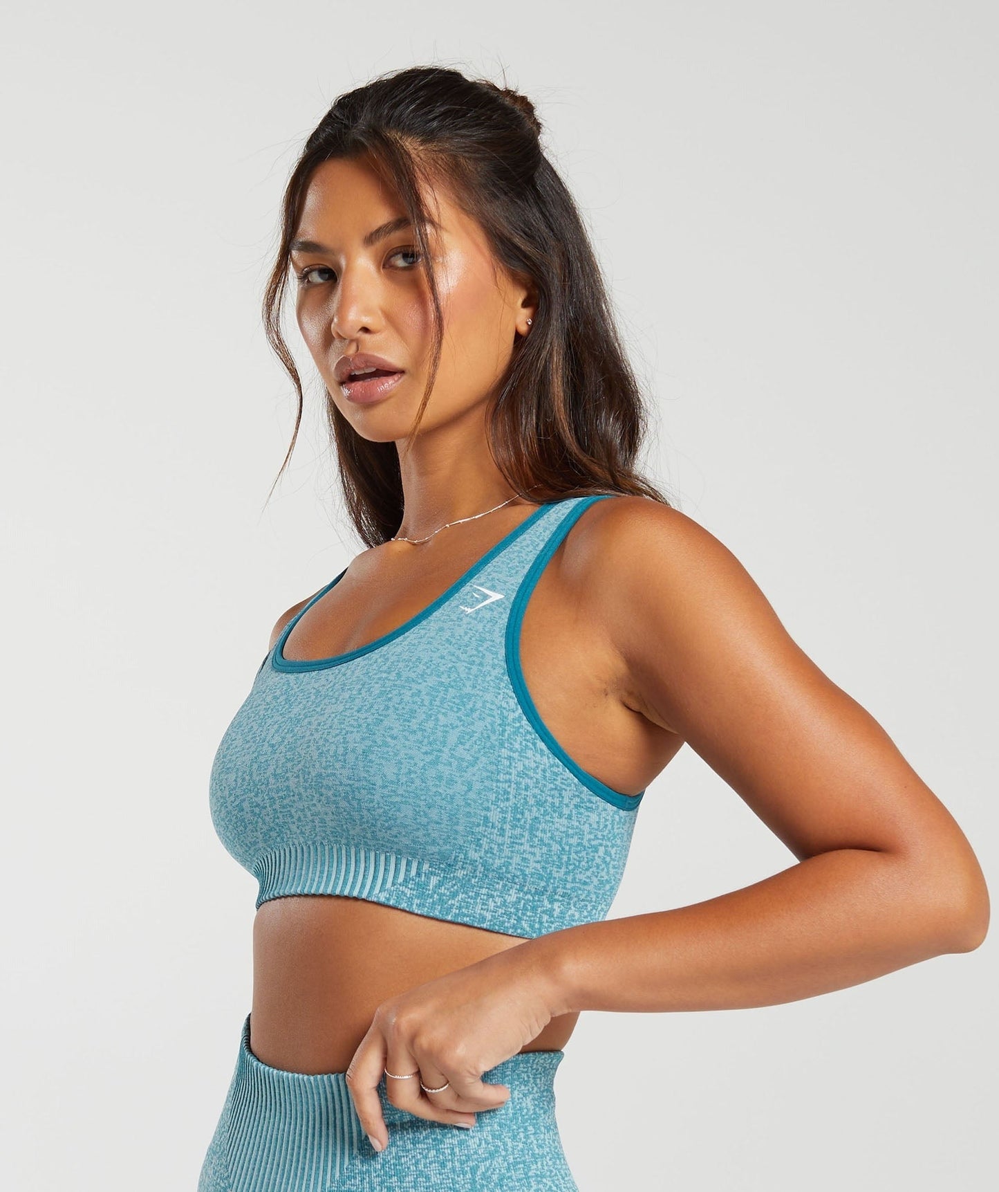 Gymshark Marl Seamless Scoop Bra - Light Blue Marl/Light Grey Marl/Turkish Teal