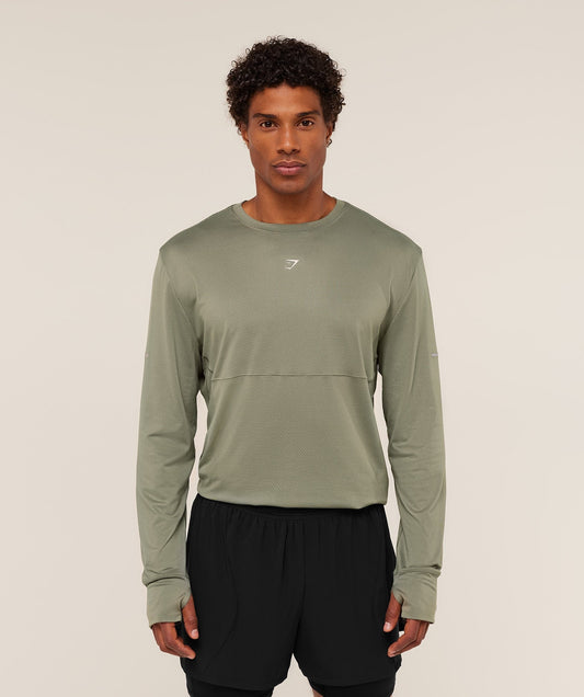 Gymshark Running Long Sleeve T-Shirt - Base Green
