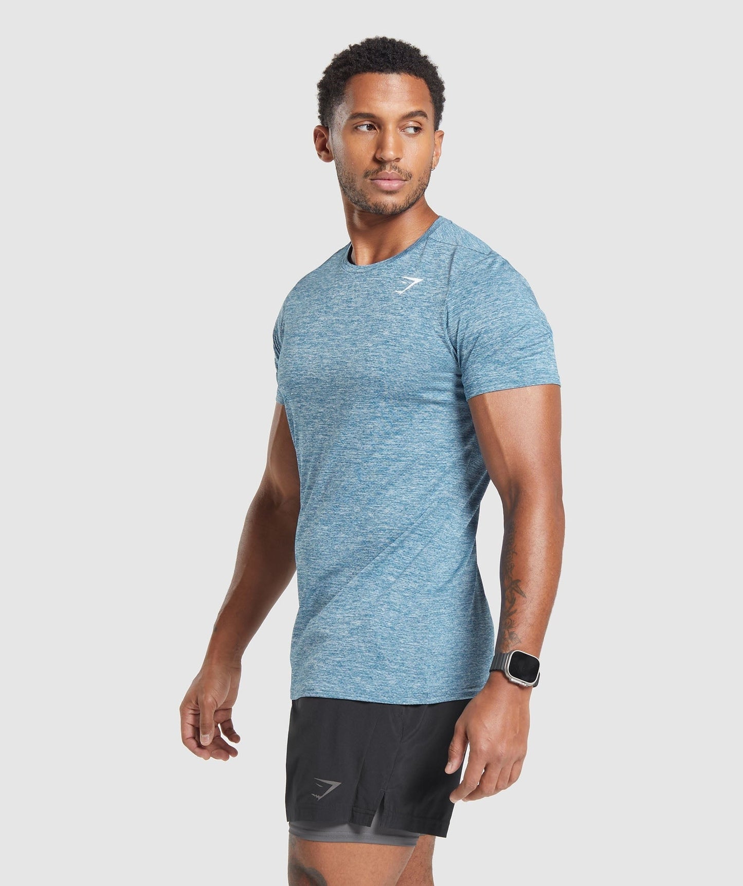 Gymshark Arrival Marl T-Shirt - Utility Blue/Fresh Blue Marl