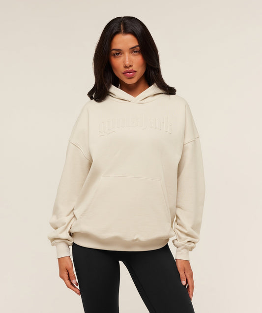 Gymshark Embossed Graphic Oversized Hoodie - Oat White