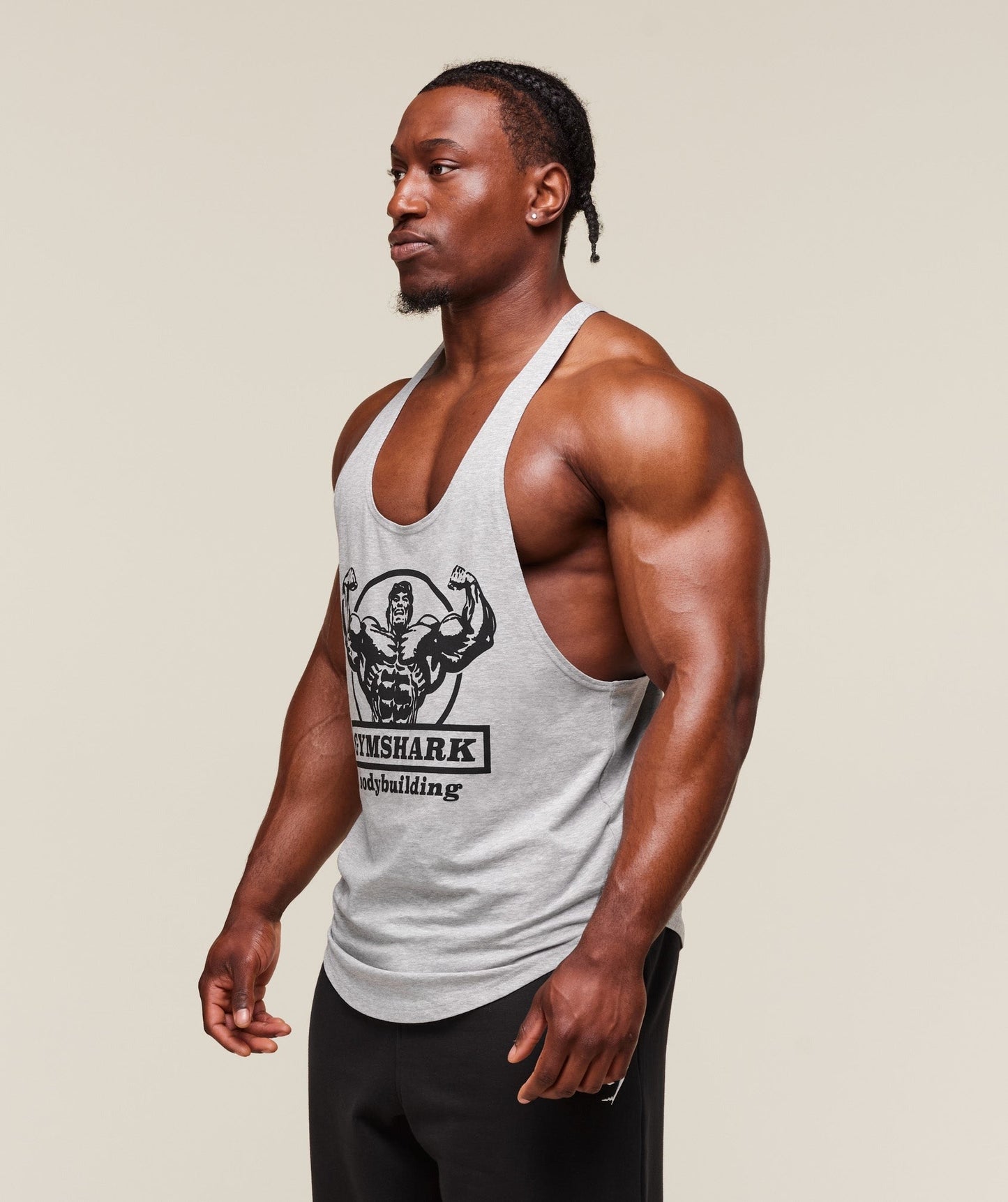 Gymshark Double Bicep Stringer - Light Grey Core Marl