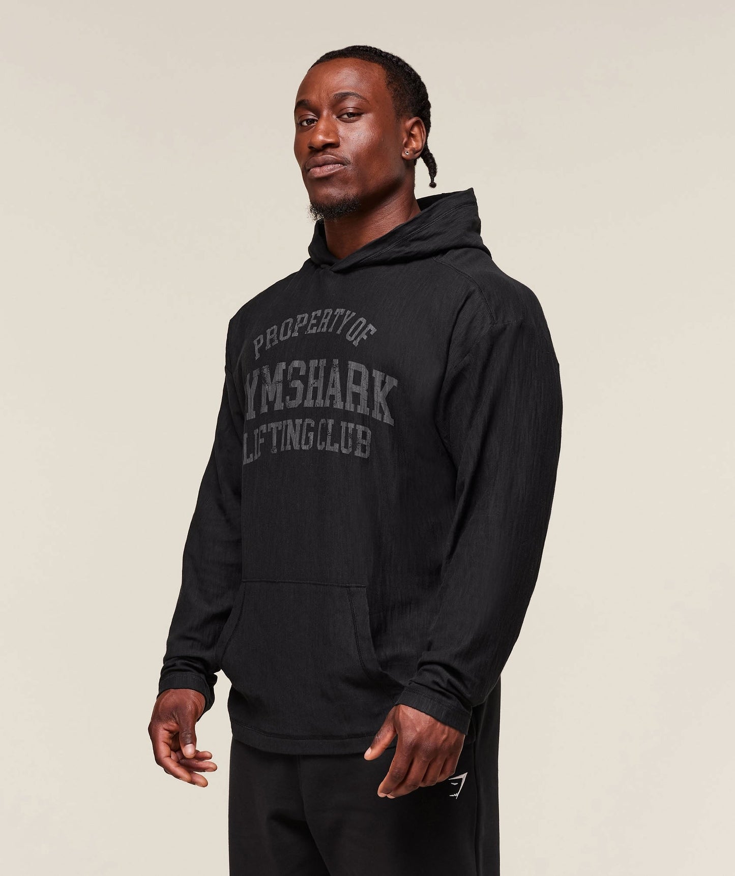 Gymshark Lightweight Slub Textured Hoodie - Black