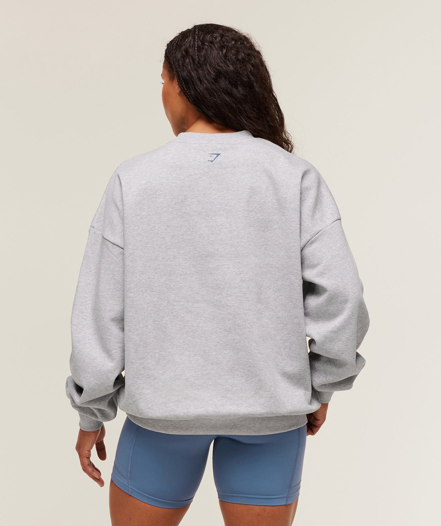 Gymshark Lifting Club Graphic Oversized Crew Neck - Light Grey Core Marl