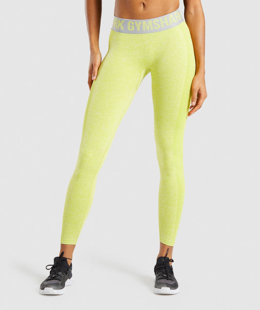 Gymshark Flex Low Rise Leggings - Lime Marl/Light Grey