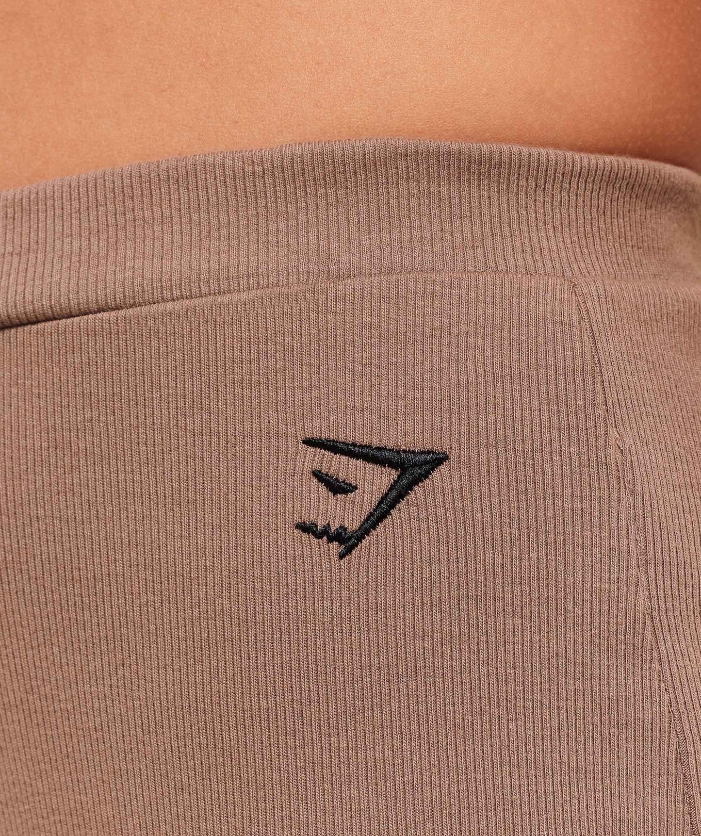 Gymshark Ribbed Cotton Straight Leg Pants - Mocha Mauve/Black