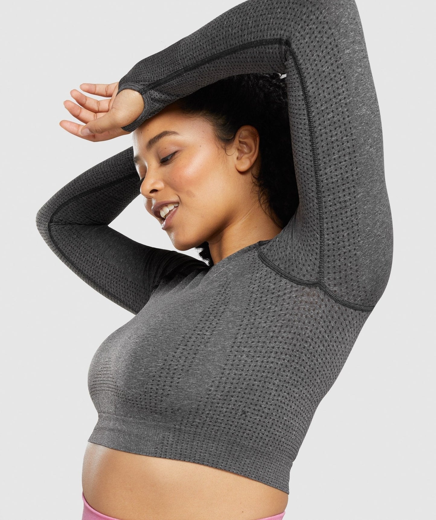 Gymshark Vital Seamless 2.0 Long Sleeve Crop Top - Charcoal Marl