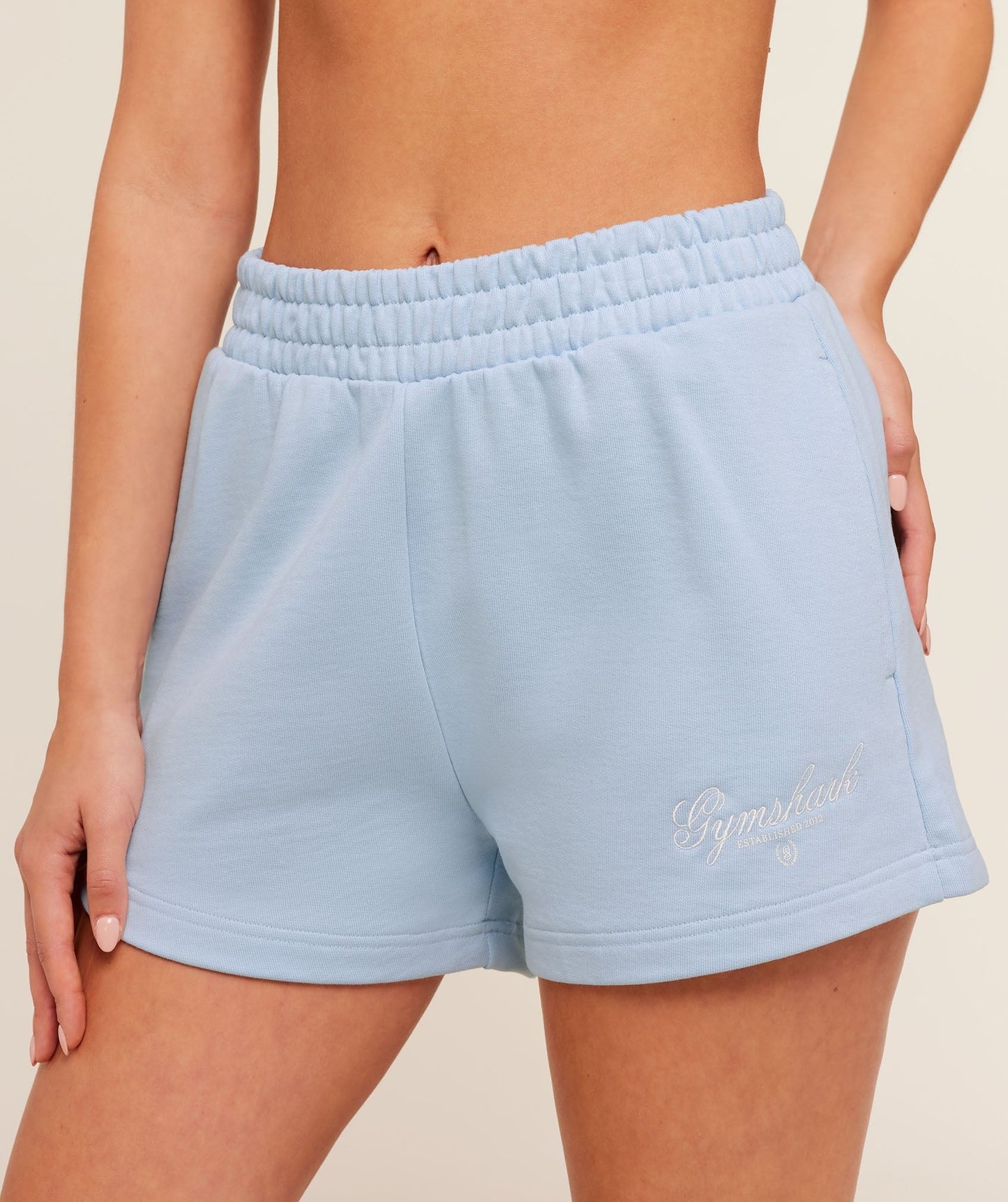 Gymshark Script Embroidery Shorts - Chilled Blue