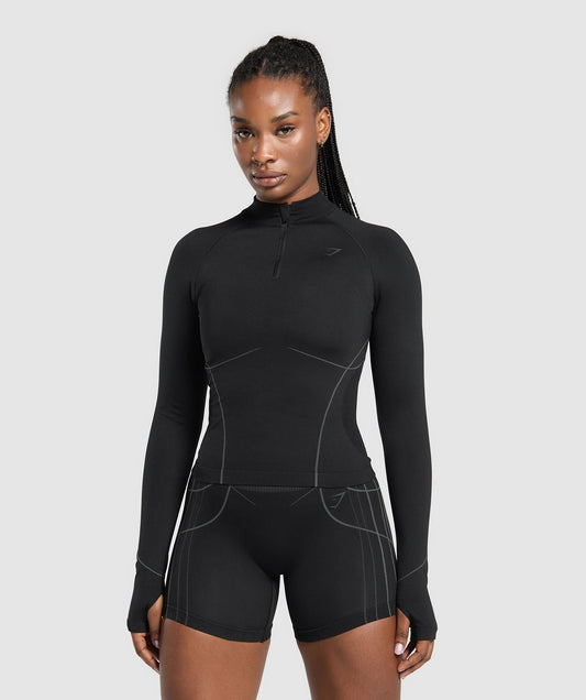 Gymshark Apex Seamless 1/4 Zip Pullover - Black/Graphite Grey