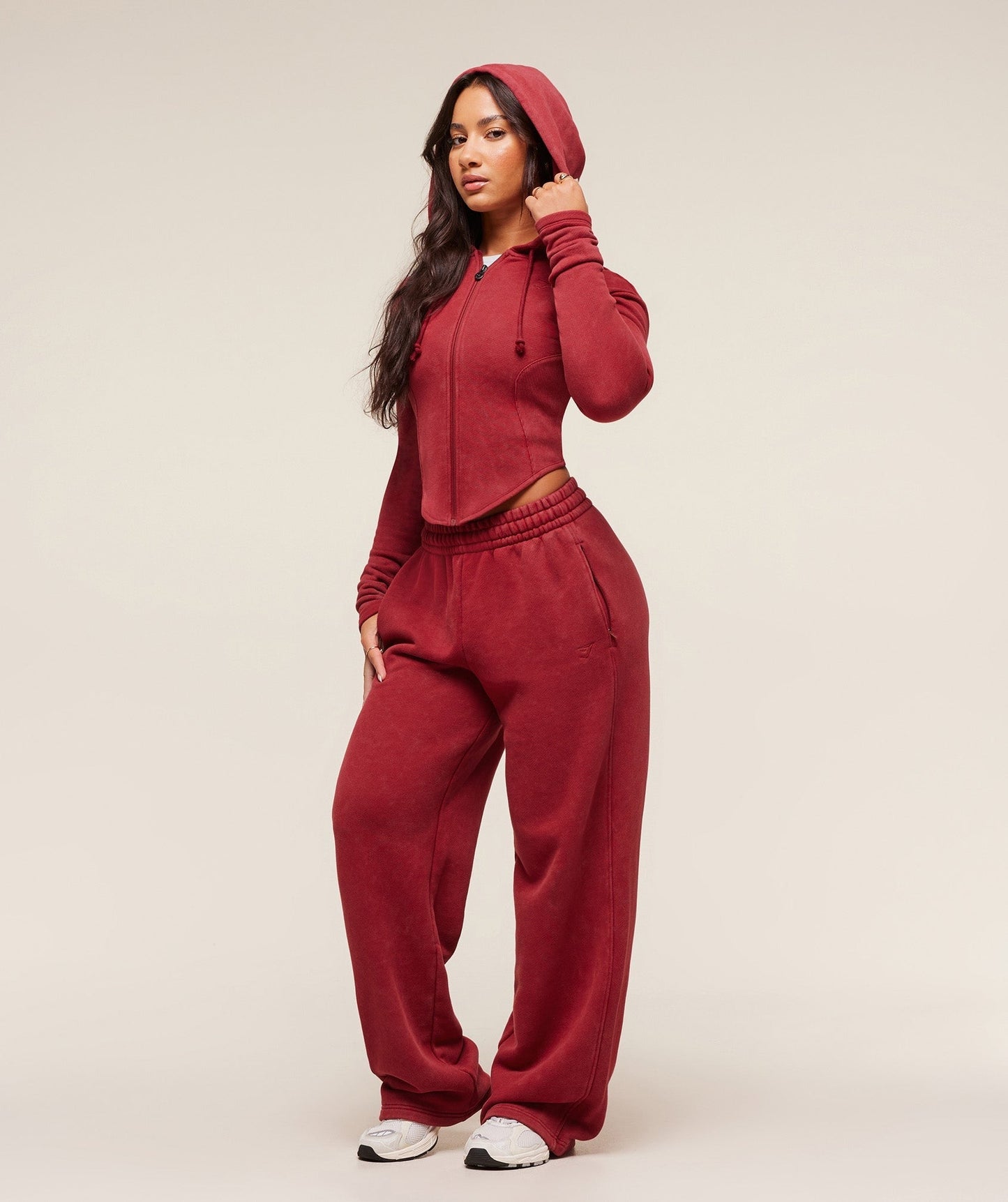 Gymshark x Analis Zip Up Hoodie - Reps Red/Wash