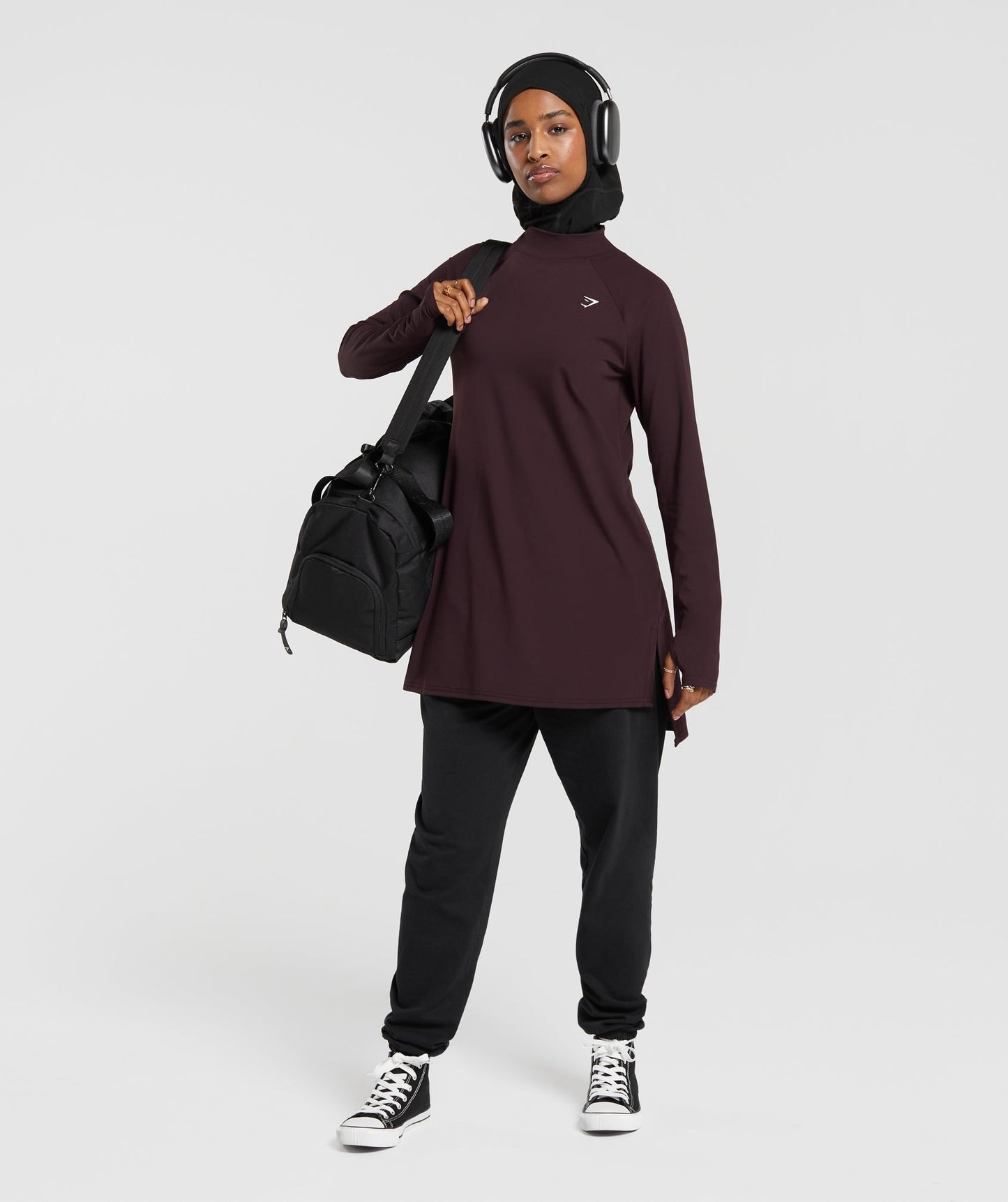 Gymshark Long Line Long Sleeve Top - Plum Brown