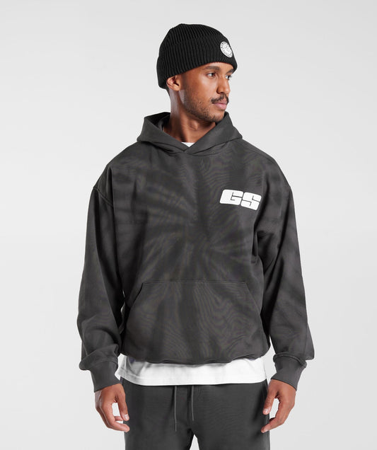 Gymshark Rest Day Hoodie - Silhouette Grey/Black/Spiral Optic Wash
