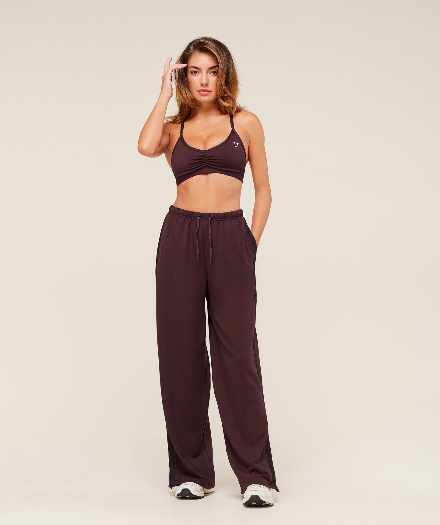 Gymshark Retro Stripe Snap Pants - Cherry Purple/Black